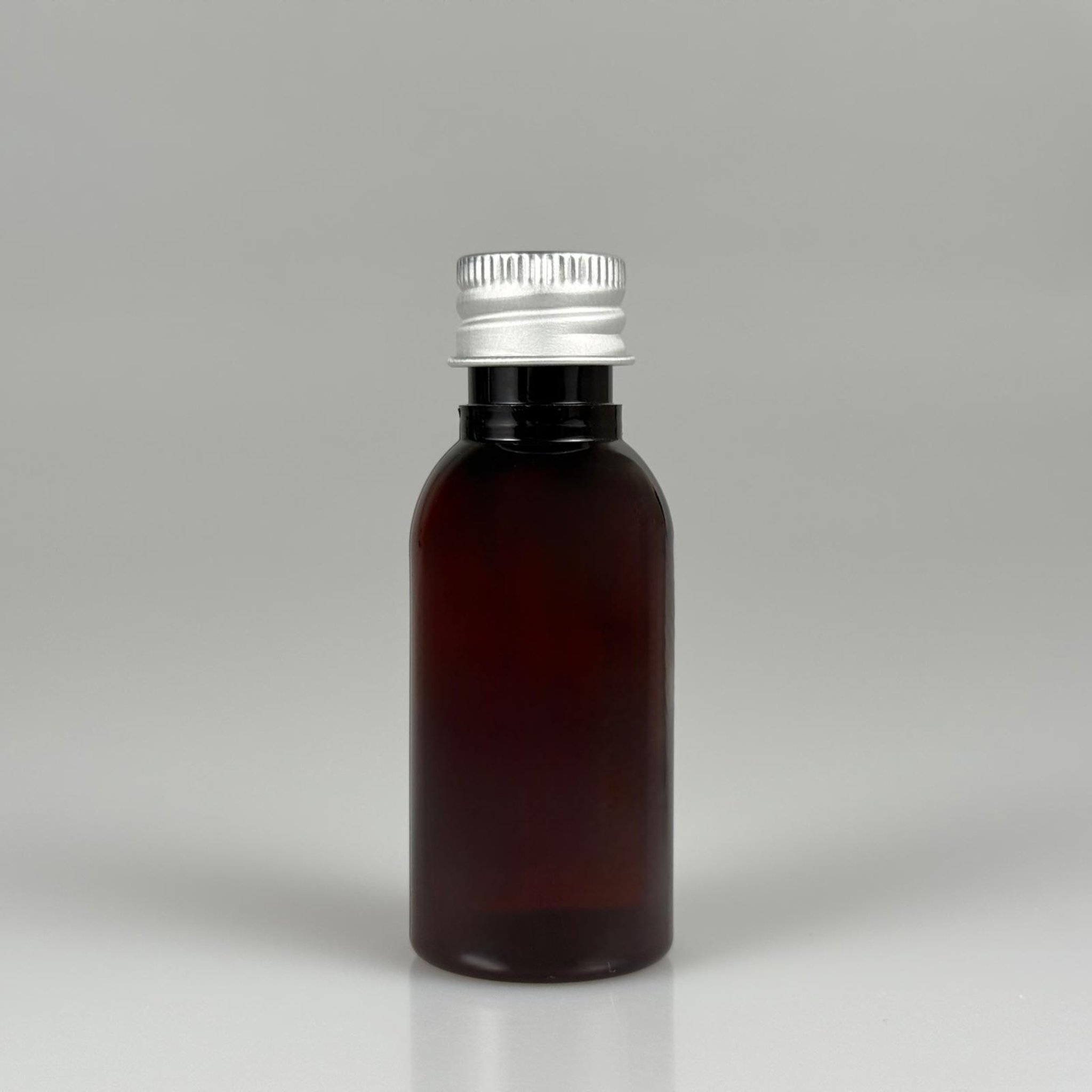 35 CC AMBER PET ŞİŞE - KÖPÜK CONTALI GÜMÜŞ ALÜMİNYUM METAL KAPAKLI TAKIM - 35 ML KAHVERENGİ PET ŞİŞE