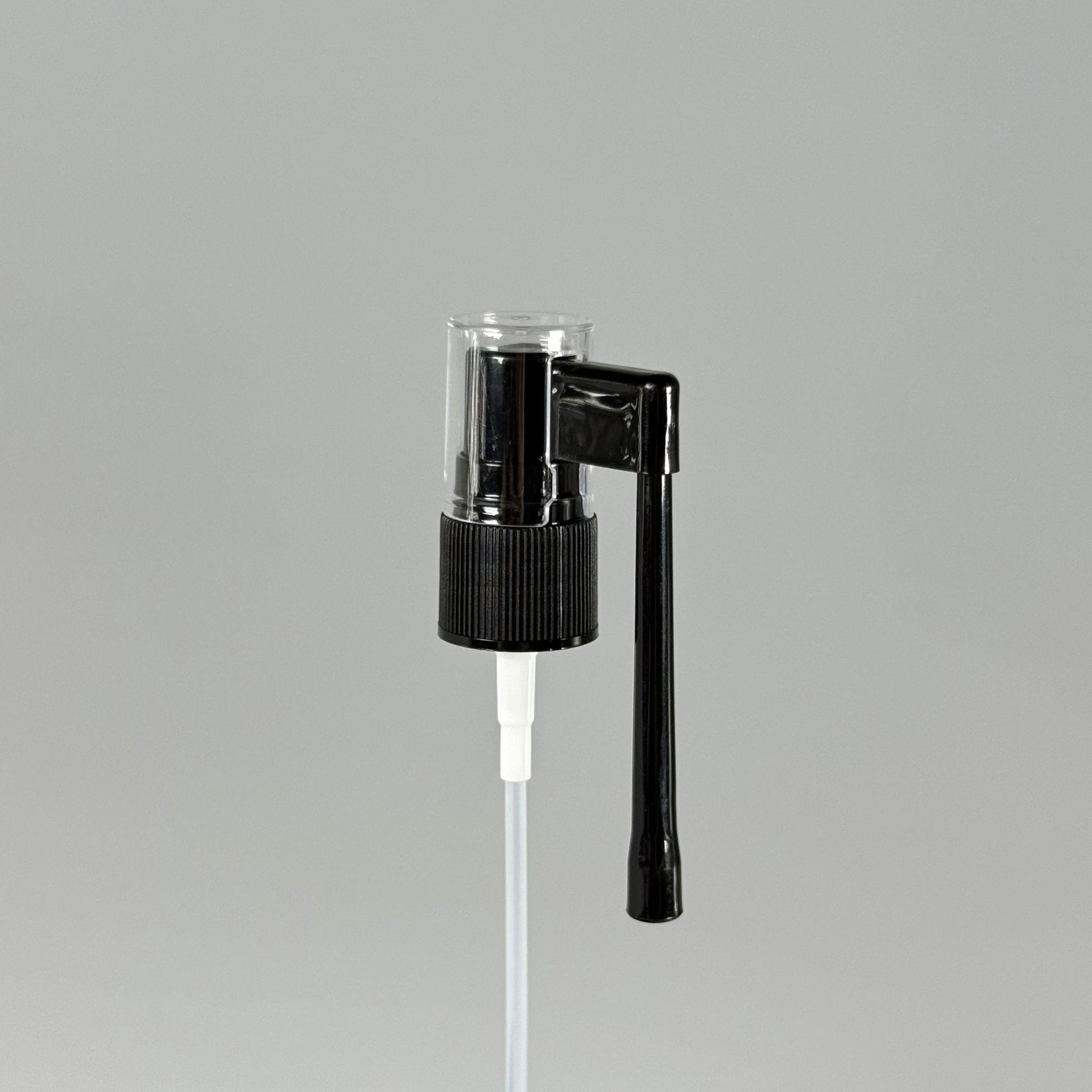 18 MM SPREY ORAL SİYAH - KAPAKLI (BOĞAZ SPREYİ) - Farmasötik Plastik Uzun Nozullu Mist Sprey