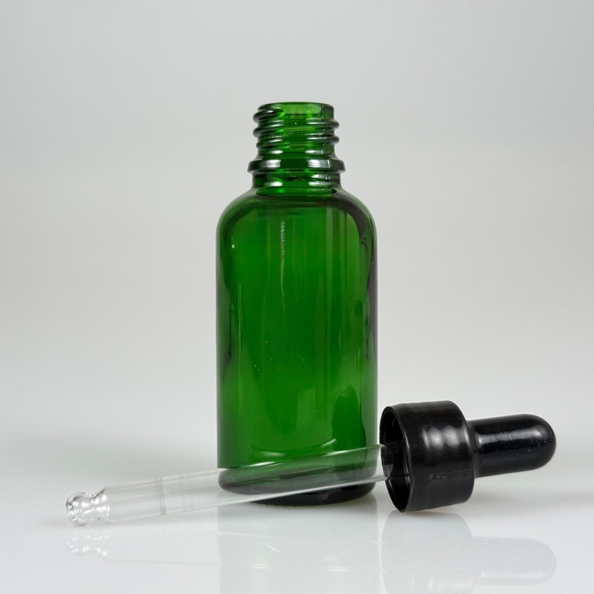 30 CC YEŞİL CAM DAMLALIKLI ŞİŞE - SİYAH EMZİK + SİYAH DÜZ KAPAK + CAM PİPET TAKIM - 30 ML YEŞİL DAMLALIKLI ŞİŞE SETİ
