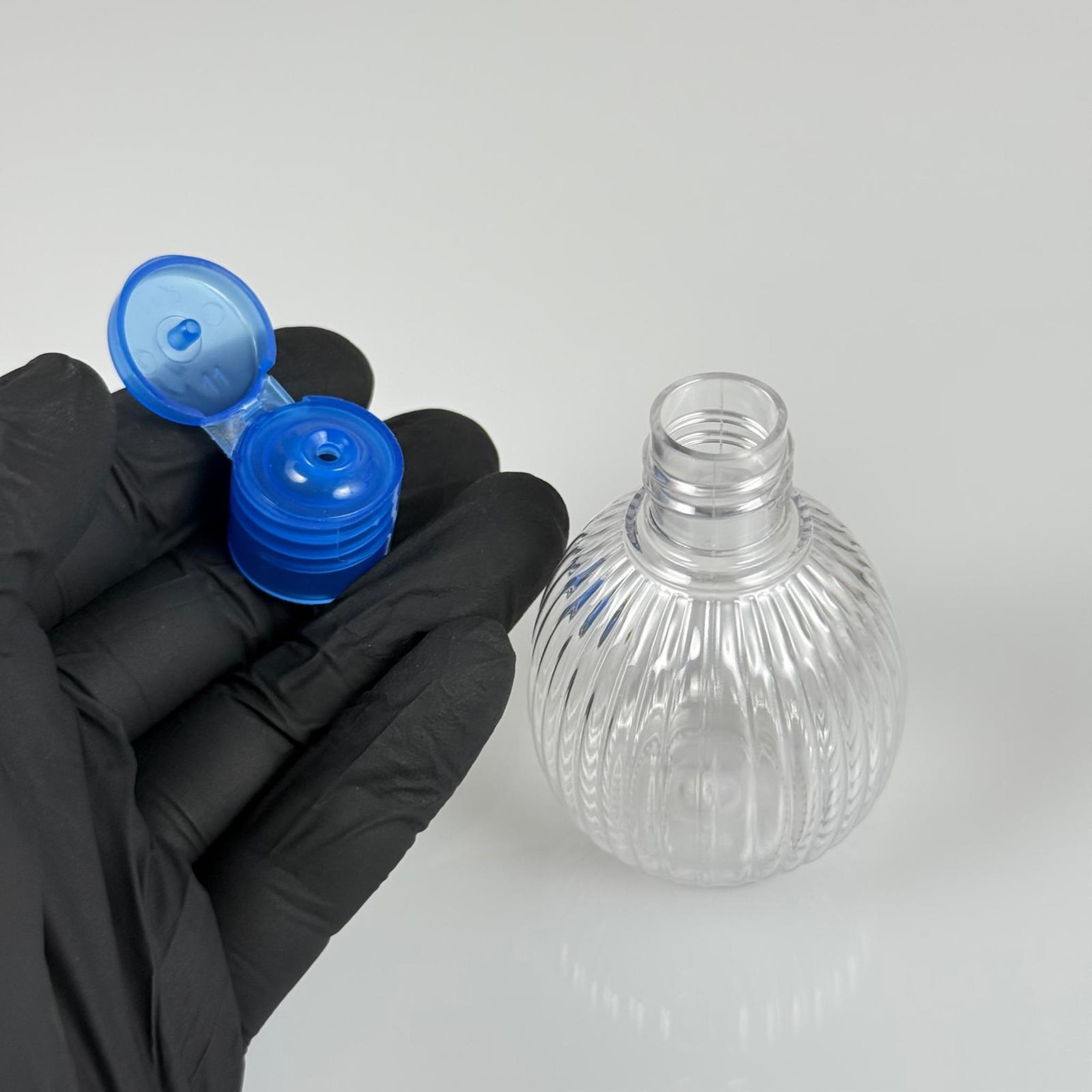 50 CC TOP ÇİZGİLİ DESENLİ 18 MM MAVİ FLİPTOP KAPAKLI PET ŞİŞE - 50 ML TOP MODEL ÇİZGİLİ FLİPTOP KAPAKLI PLASTİK ŞİŞE