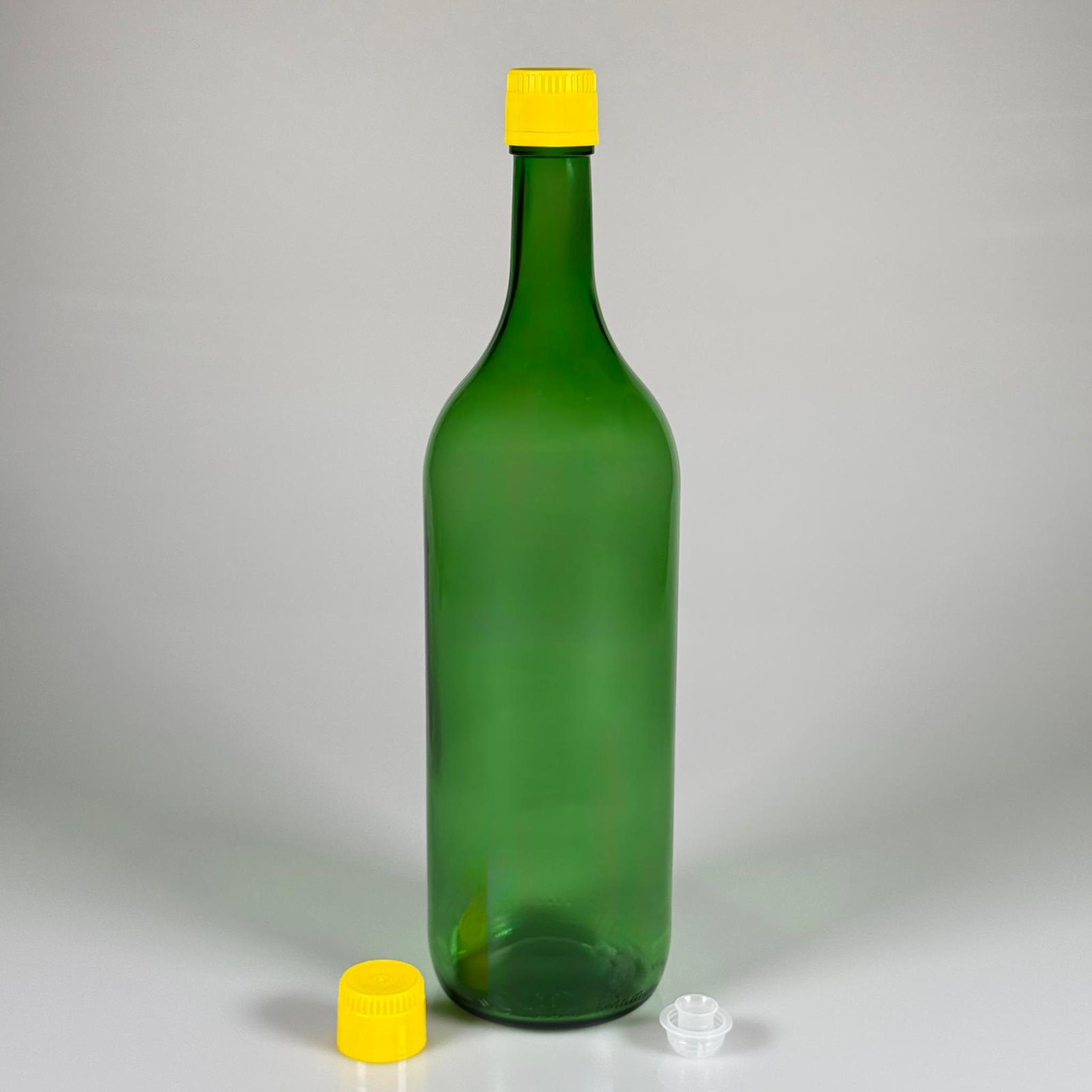 1500 CC YEŞİL CAM ŞİŞE - SARI AKITICILI DROP - STOP KAPAKLI - 1,5 LİTRE YAĞ ŞİŞESİ - SİRKE ŞİŞESİ - ZEYTİNYAĞ İÇİN BOŞ CAM ŞİŞE