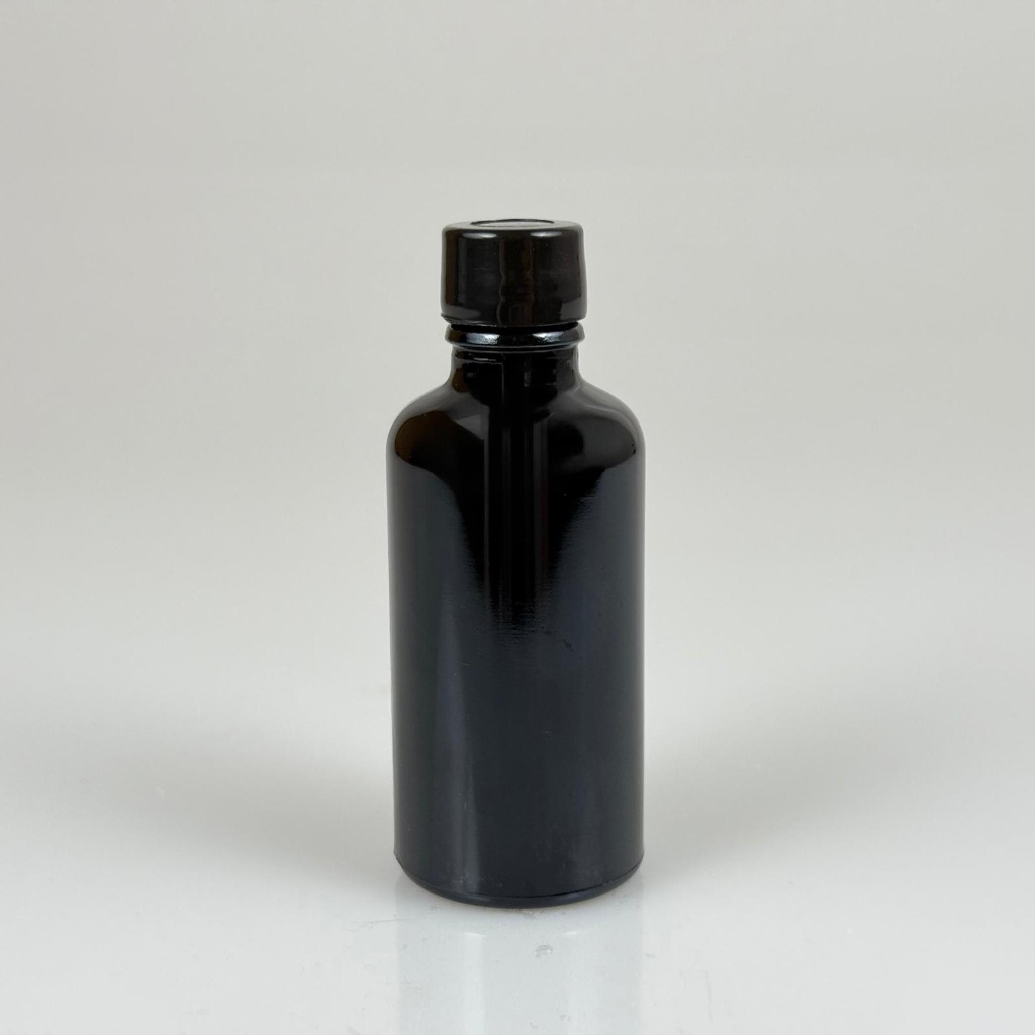 50 CC SİYAH CAM ŞİŞE + KENDİNDEN CONTALI SIZDIRMAZ SİYAH KAPAK - 50 ML KAPAKLI SİYAH CAM ŞİŞE