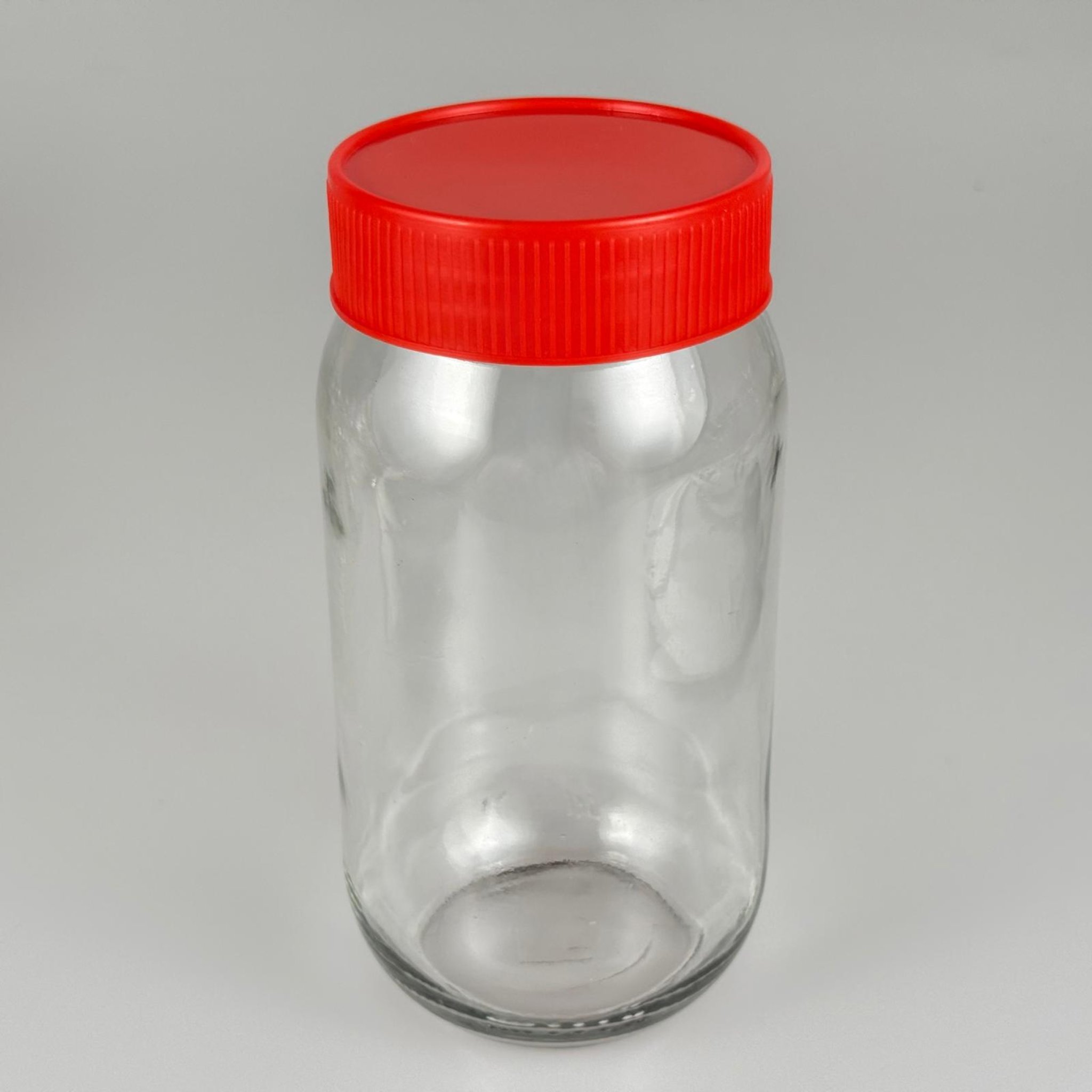 1000 CC CAM KAVANOZ - KIRMIZI DERİN PLASTİK KAPAKLI - 1000 ML CAM KONSERVE KAVANOZLARI