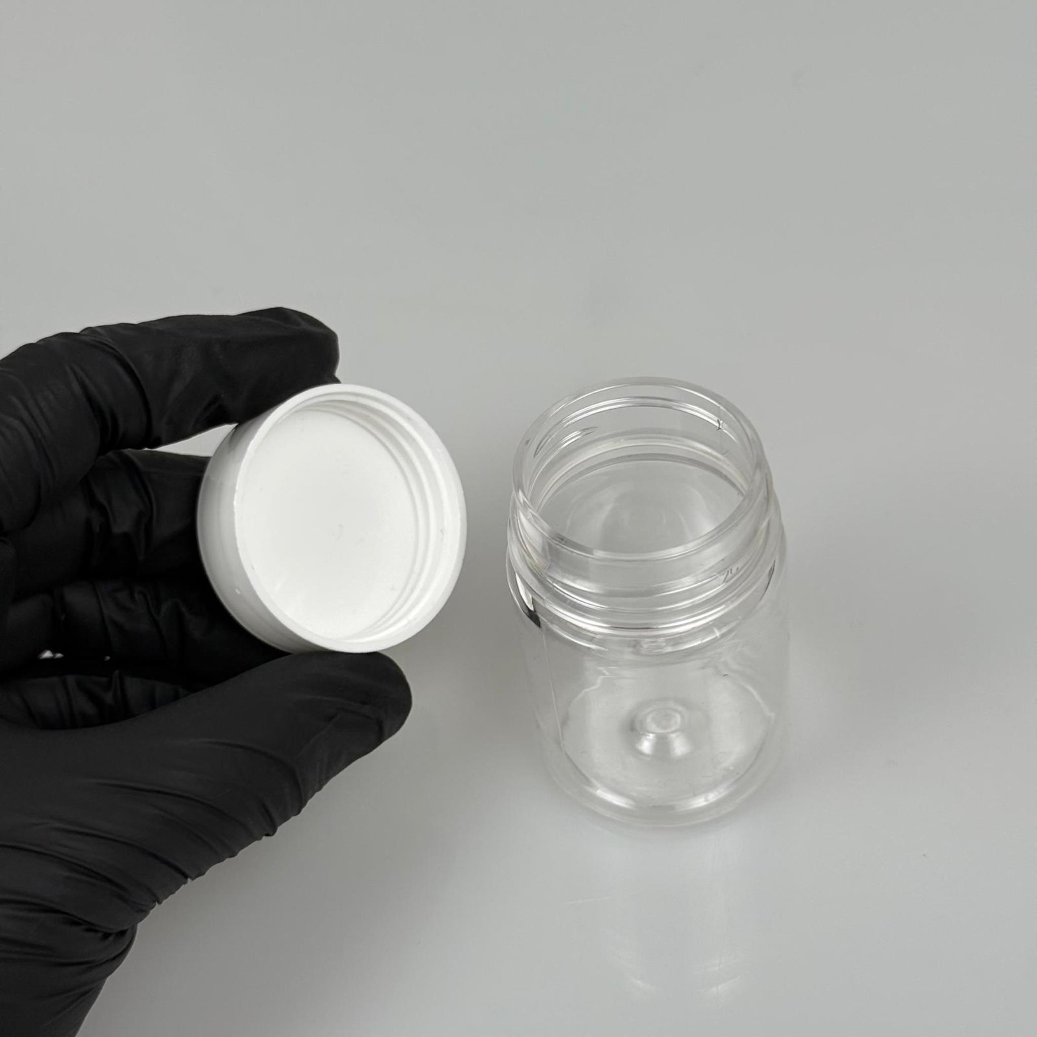 50 CC PET ŞİŞE GENİŞ AĞIZLI - BEYAZ KAPAKLI - 50 ML PLASTİK NUMUNE KAVANOZU, MİNİ TABLET KAVANOZU