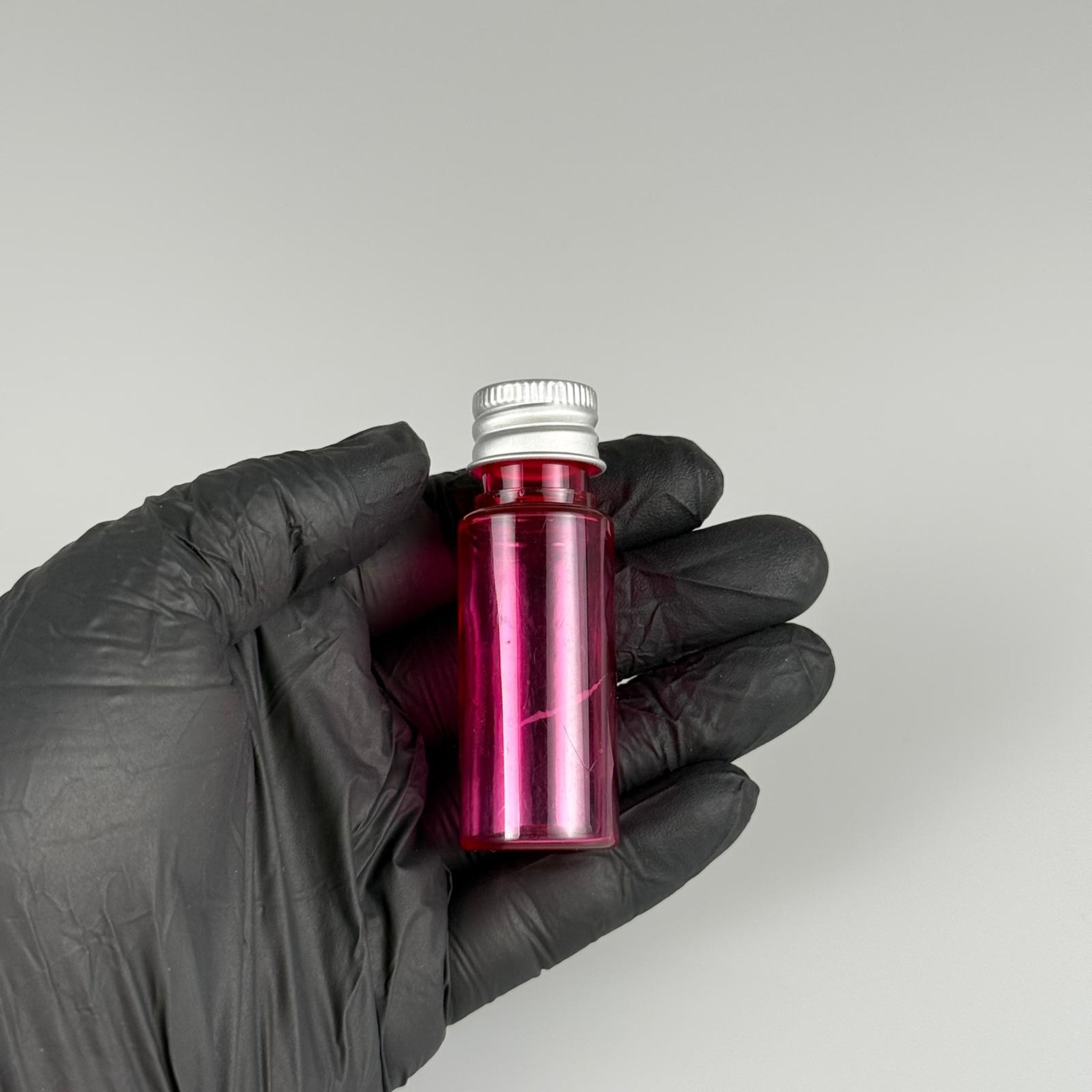 15 CC SİLİNDİR PEMBE PET ŞİŞE + KÖPÜK CONTALI GÜMÜŞ ALÜMİNYUM METAL KAPAKLI TAKIML - 15 ML PEMBE PET ŞİŞE