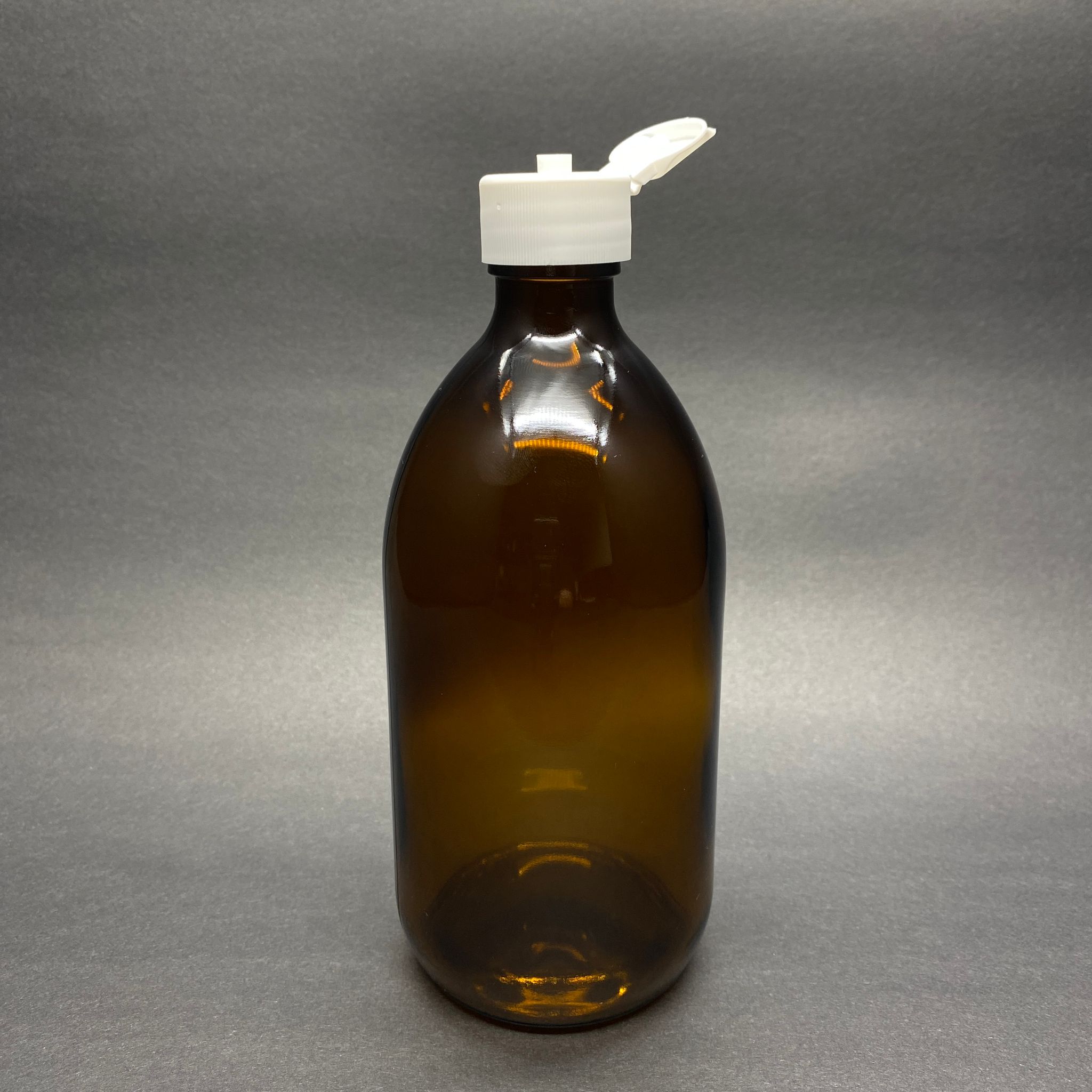 500 CC AMBER TOMBUL ÖZEL SERİ CAM ŞİŞE - AKITICILI BEYAZ FLİPTOP KAPAKLI - 500 ML CAM ECZA ŞİŞESİ - KAHVERENGİ