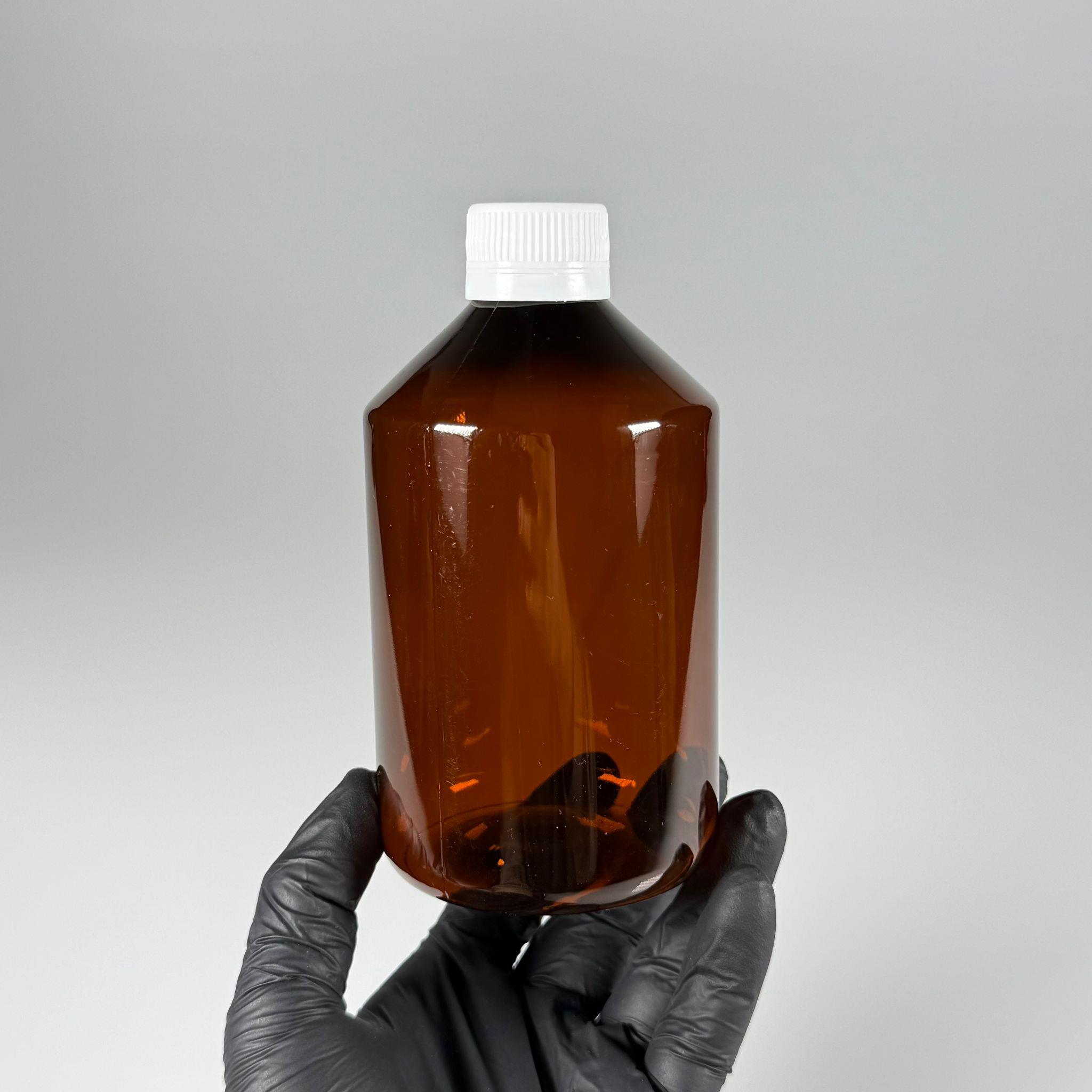 500 CC AMBER SERT PLASTİK ŞİŞE - BEYAZ KİLİTLİ KAPAKLI  - 500 ML KAHVERENGİ PET ŞİŞE