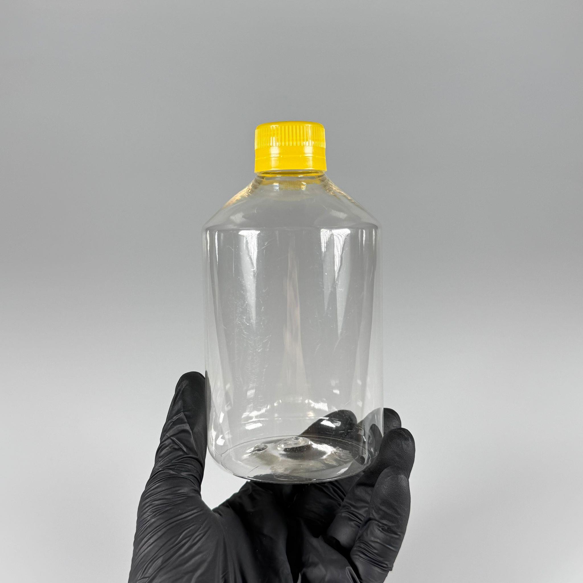 500 CC KÜT BOYUNLU ŞEFFAF PET ŞİŞE  - SARI KİLİTLİ KAPAKLI - 500 ML KALIN PET ŞİŞE