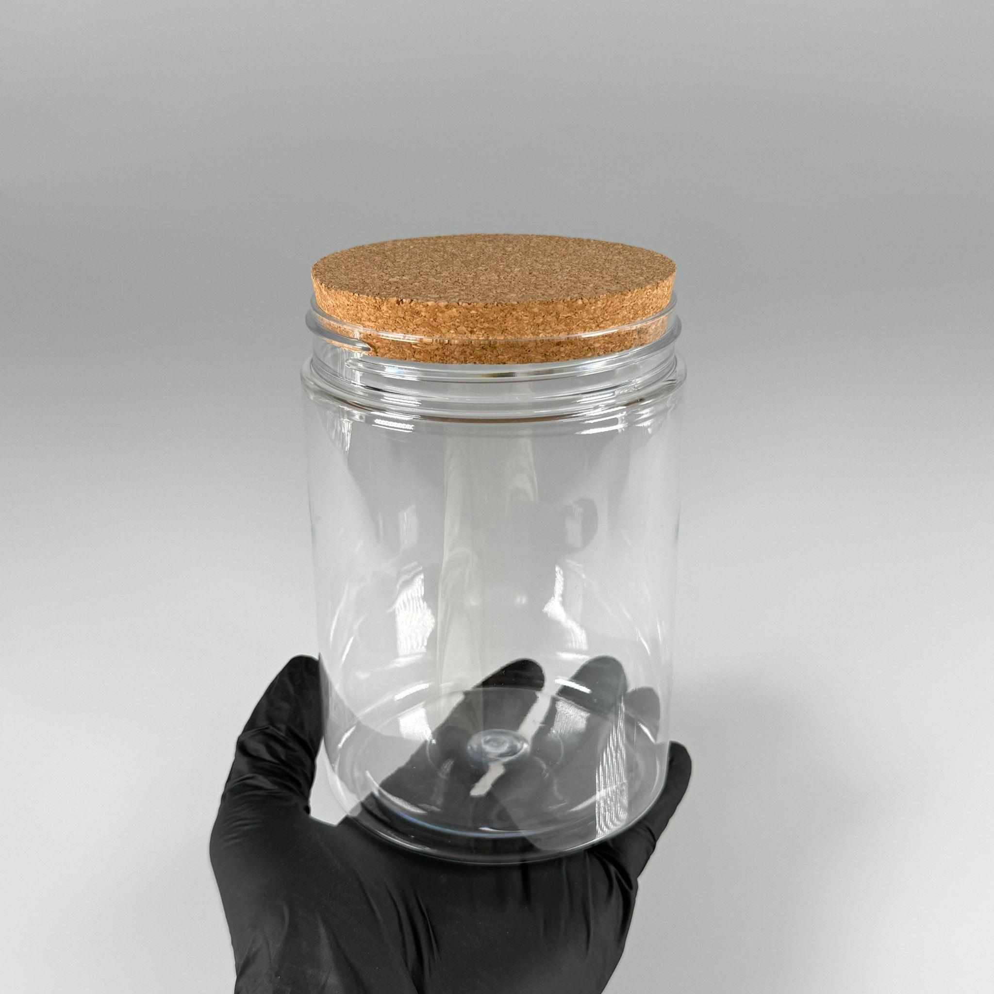 AHŞAP KAPAKLI PLASTİK SAKLAMA KABI - 1000 ML SERT PET KAVANOZ + AHŞAP MANTAR KAPAK SET - mutfak, raf düzenleyicileri