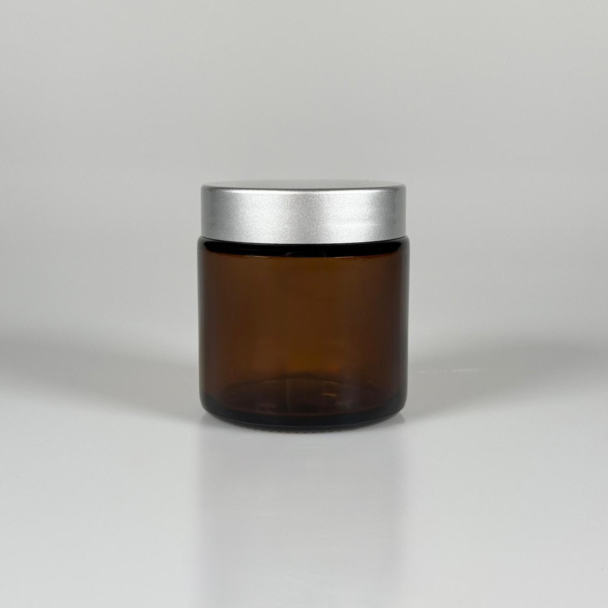 100 CC CAM AMBER KREM KAVANOZU - GÜMÜŞ KAPAKLI İÇ CONTALI - 100 ML KAHVERENGİ KREM KAVANOZU - AMBER MUM KAVANOZU