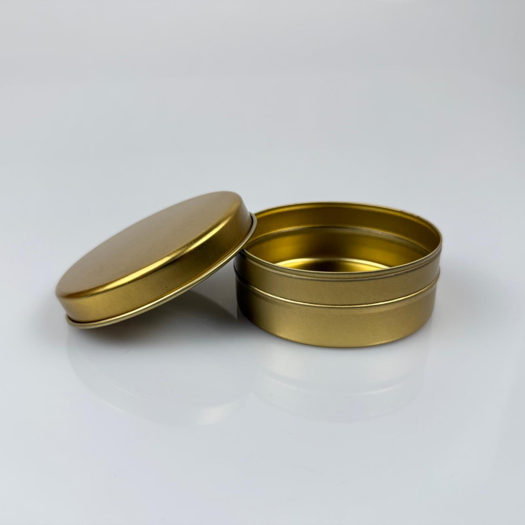 100 CC TENEKE KUTU - GOLD - GOLD KAPAKLI - METAL AMBALAJ - MUM TENEKESİ 77 X 28 MM
