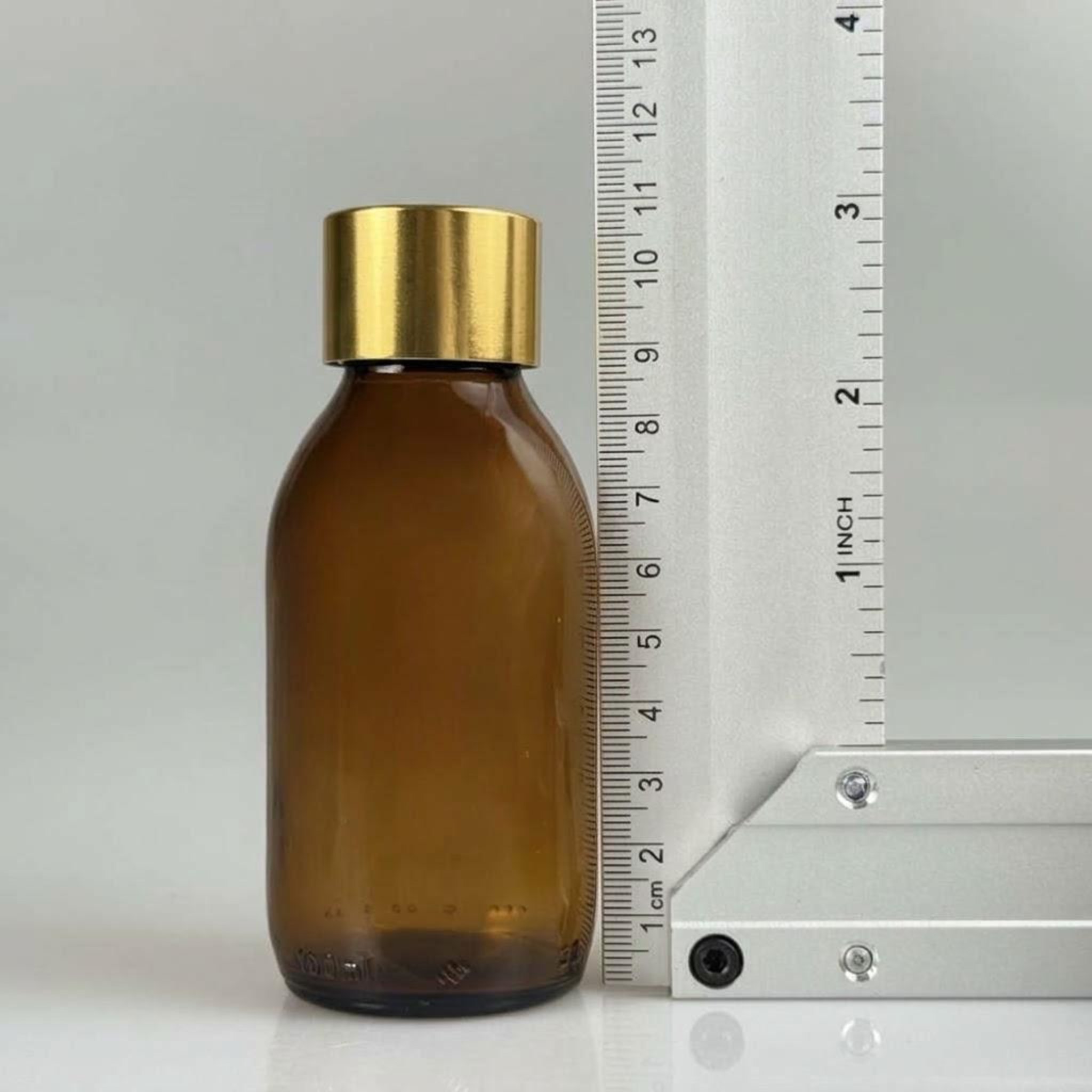 100 CC AMBER CAM ŞİŞE  + ALÜMİNYUM KAPLAMALI GOLD KAPAKLI TAKIM - 100 ML KAHVERENGİ CAM ŞİŞE