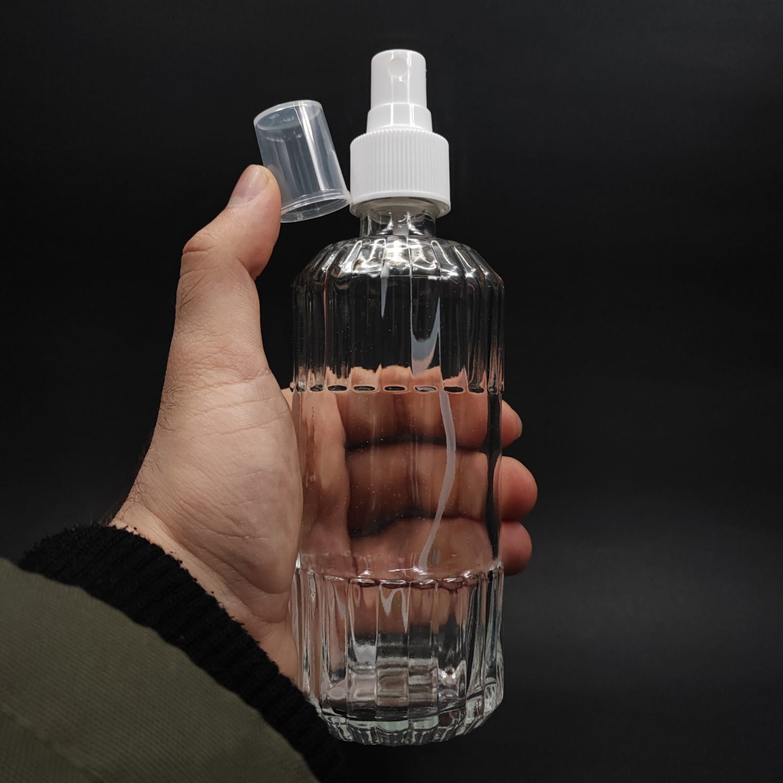 200 CC SİLİNDİR ZÜMRÜT MODEL CAM KOLONYA ŞİŞE - BEYAZ SPREYLİ - 200 ML ZÜMRÜT CAM KOLONYA ŞİŞELERİ