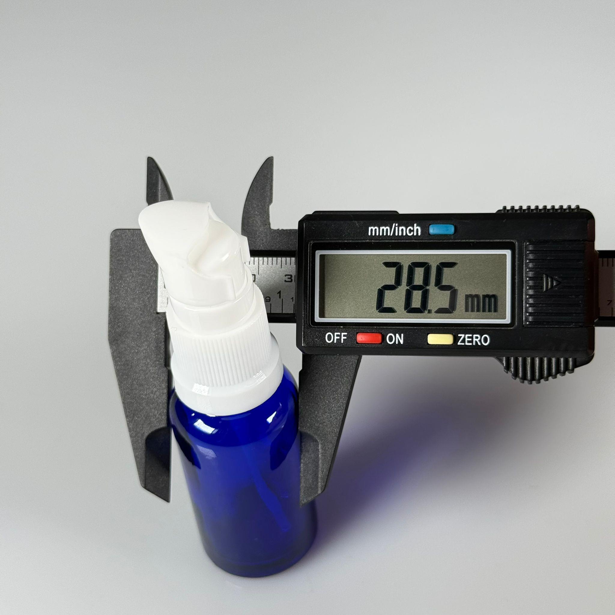 20 CC MAVİ CAM ŞİŞE - SIZDIRMAZ ETEKLİ BEYAZ LOSYON POMPALI TAKIM - 20 ML LOSYON ŞİŞESİ - YAĞ, KREM GİBİ YOĞUN KIVAMLI SIVILAR İÇİN CAM AMBALAJ