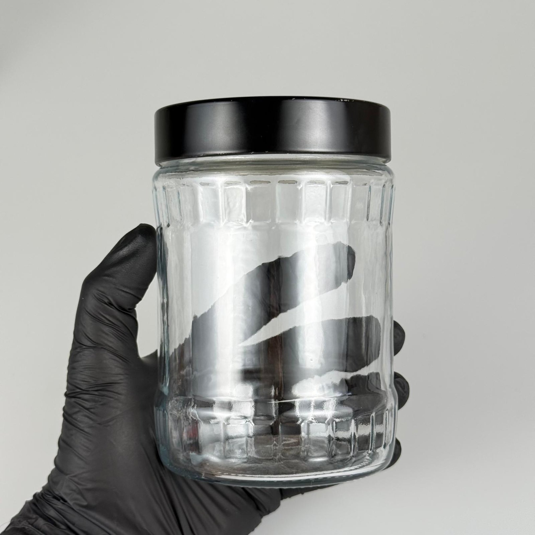580 CC FASİT CAM KAVANOZ - SİYAH DERİN LÜX METAL KAPAKLI  - 580 ML AKILLI KAPAKLI FACET CAM KAVANOZ