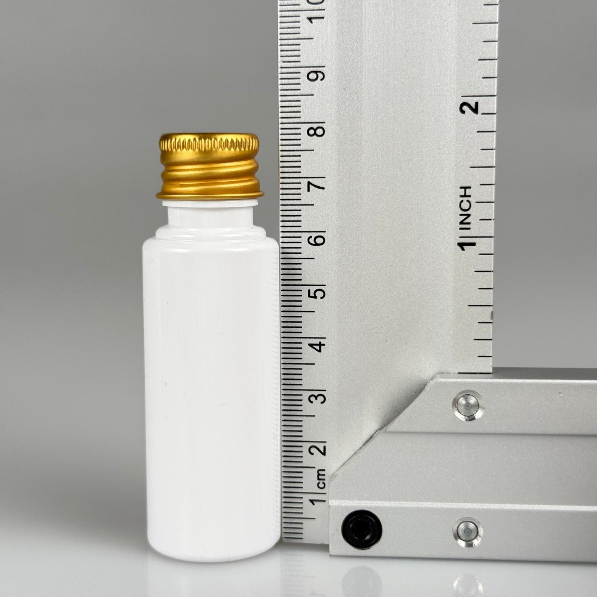 30 CC BEYAZ PET SHOT ŞİŞE - KÖPÜK CONTALI GOLD ALÜMİNYUM METAL KAPAKLI + KÖR TIPALI TAKIM - 30 ML PLASTİK ŞİŞE