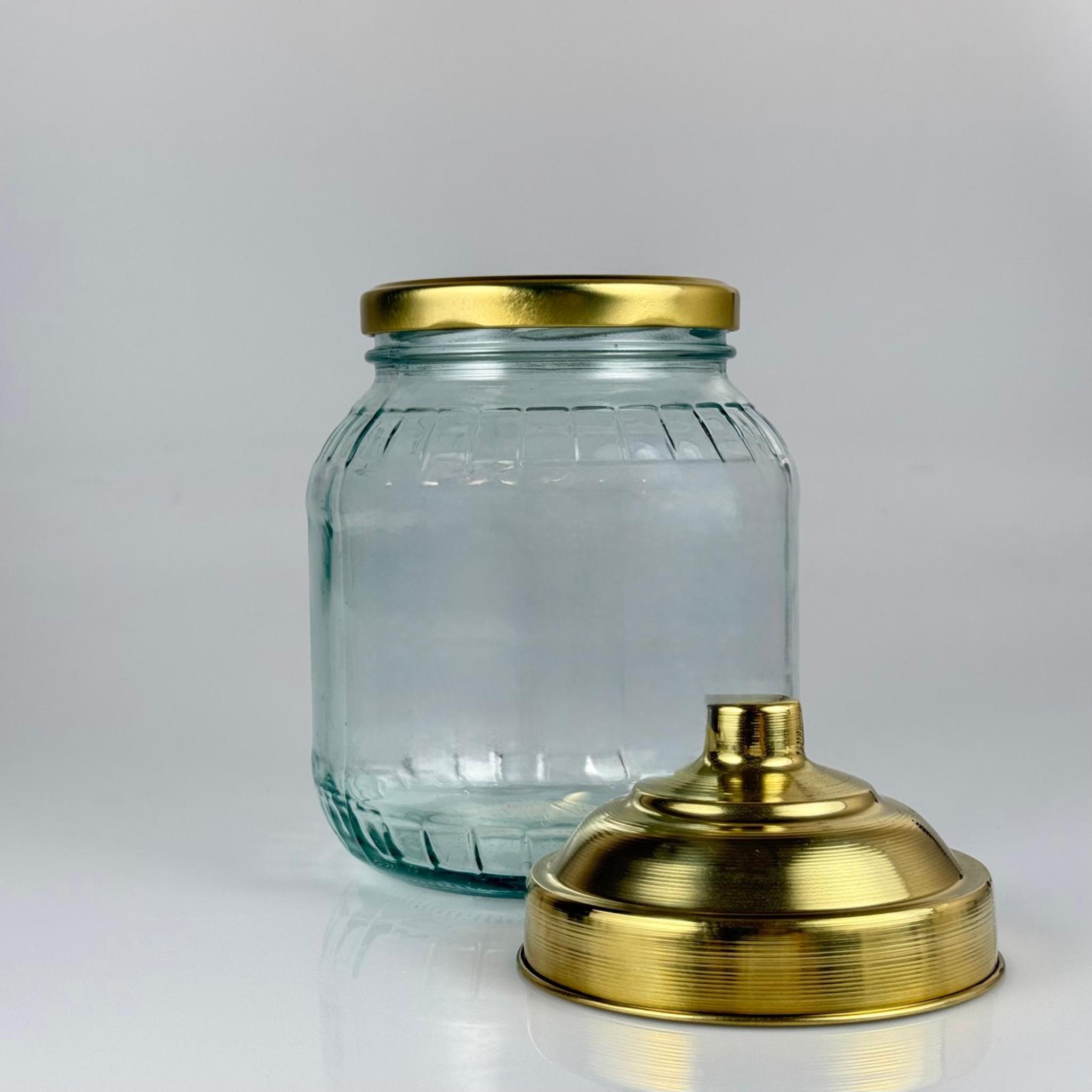 AKTAR, BAKKALİYE, TEŞHİR İÇİN NOSTALJİ PİRİNÇ KAPAKLI CAM KAVANOZ - 1700 ML