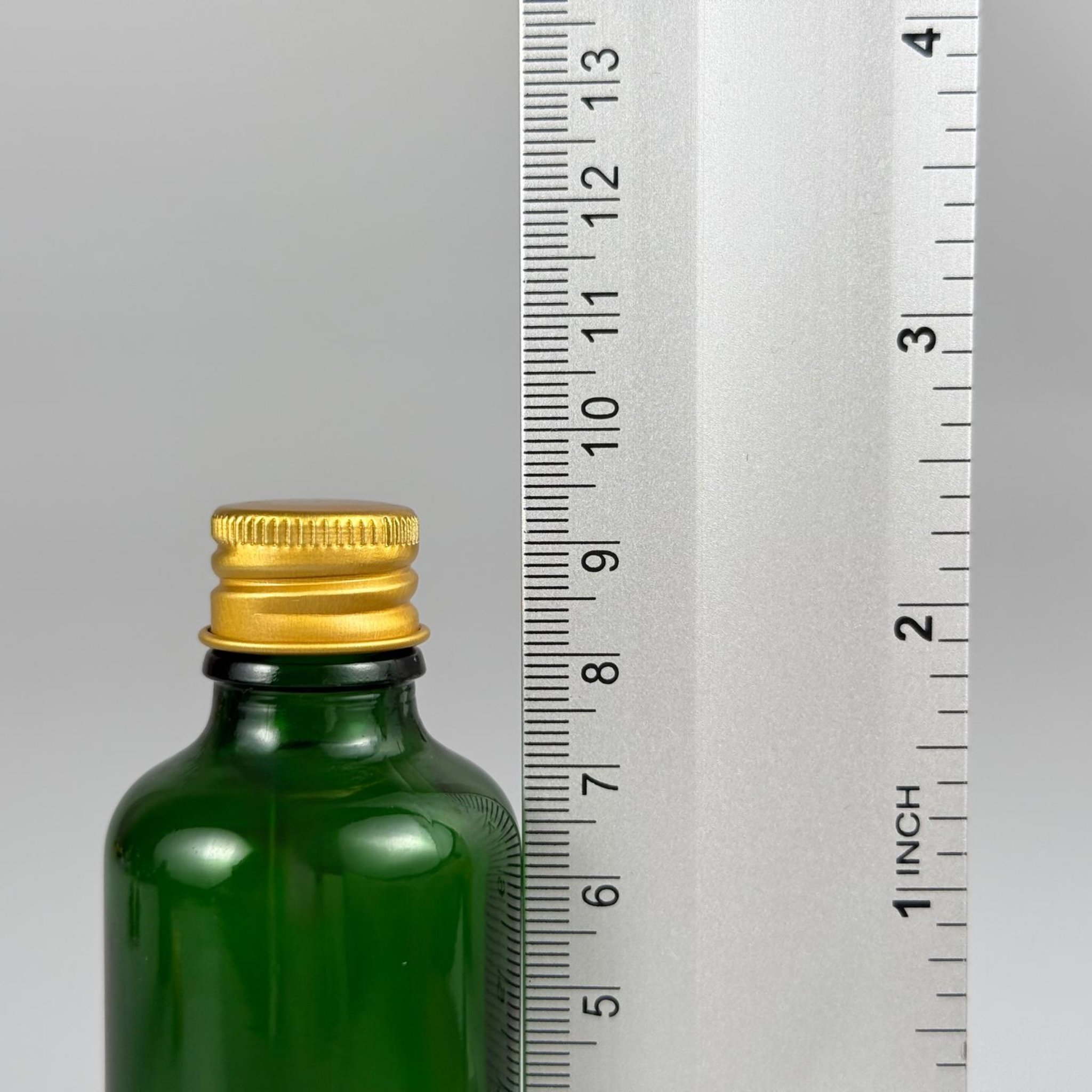 50 CC YEŞİL CAM ŞİŞE + KÖPÜK CONTALI GOLD ALÜMİNYUM METAL KAPAKLI + DAMLALIKLI  KOLONYA TIPALI TAKIM - 50 ML YEŞİL CAM ŞİŞE