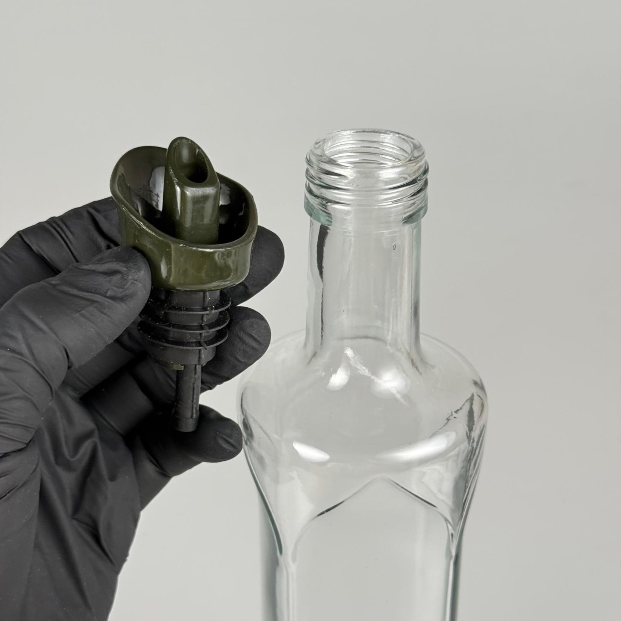 Akıtmaz Kapaklı Şık Cam Yağlık – Zeytinyağı ve Sirke İçin - Restoran Tipi 500 ML Şeffaf Yağdanlık Koyu Yeşil Akıtıcı Başlıklı