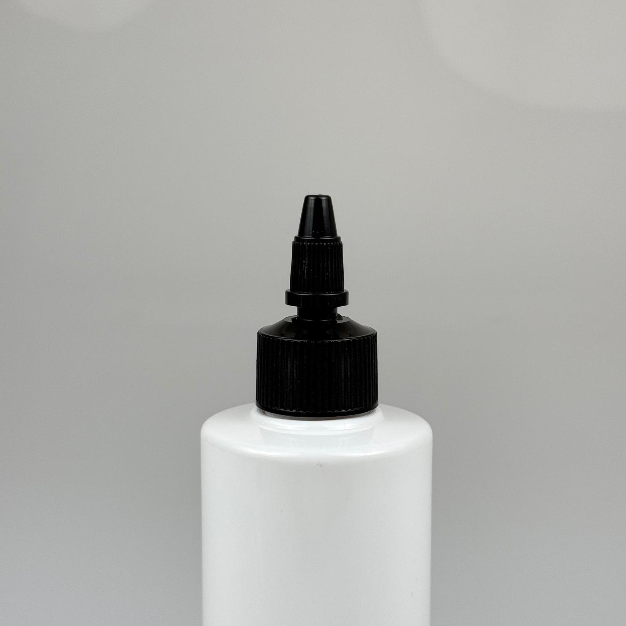 YAĞ, SOS, ACI SOS, SİRKE, SRIRACHA, MÜREKKEP, TUTKAL AKITICI VB BOŞ ŞİŞELERİ - SİYAH SİVRİ TWİST AKITICI KAPAK + 200 ML BEYAZ KÜT PET PLASTİK ŞİŞE TAKIM