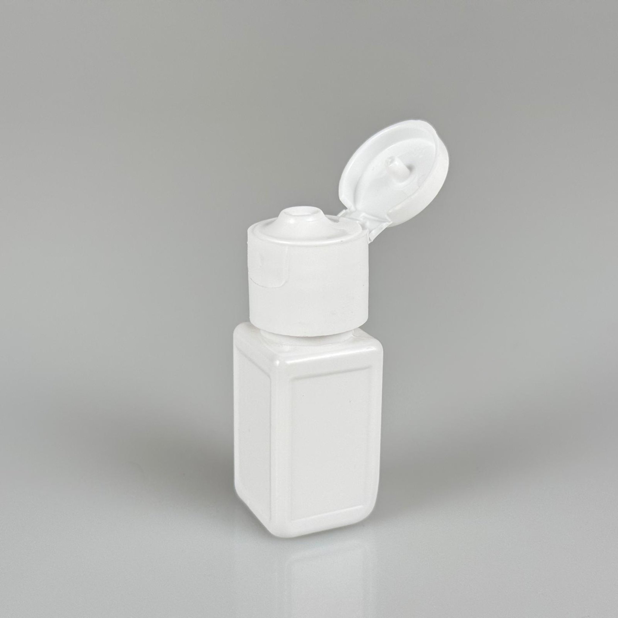10 ML AÇILIR KAPAKLI BEYAZ KARE PET ŞİŞE - 10 CC BEYAZ ŞİŞE + BEYAZ FLİPTOP KAPAKLI TAKIM