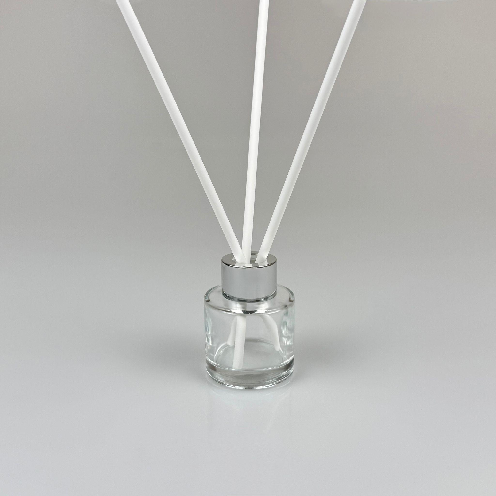 50 CC SİLİNDİR BAMBU CAM BAMBU ODA KOKUSU ŞİŞESİ - 50 ML YUVARLAK BAMBU ODA KOKUSU ŞİŞESİ - DİFÜZÖR ŞİŞE- CAM ŞİŞE + GÜMÜŞ METAL KAPAK + PLASTİK TIPA + 3 ADET FİBER BEYAZ BAMBU ÇUBUK