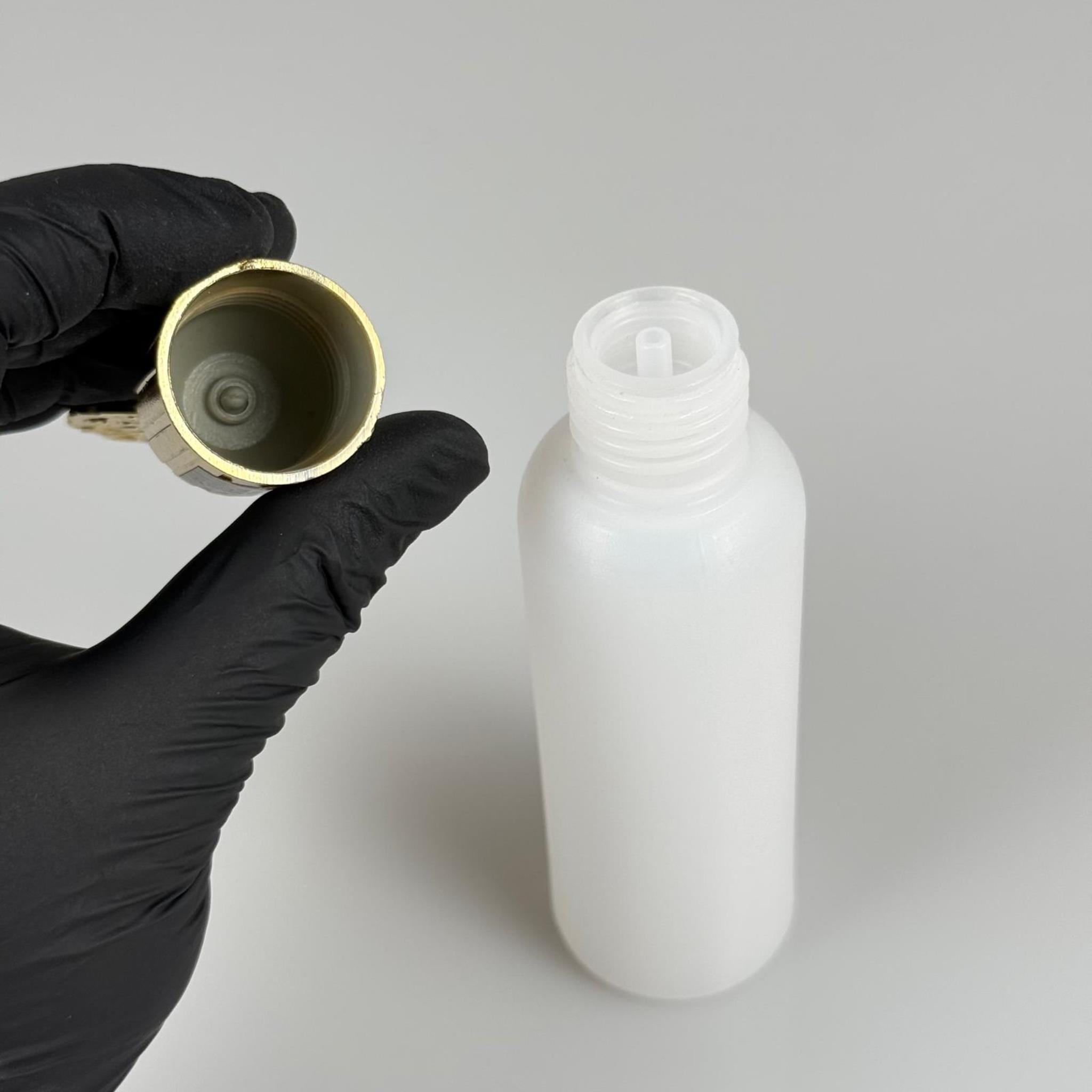 100 CC NATÜREL SERT POLİETİLEN ŞİŞE + GOLD OSMANLI KAPAK  ( 24 MM ) + PLASTİK TIPALI - 100 ML SERT POLİETİLEN KOLONYA ŞİŞESİ