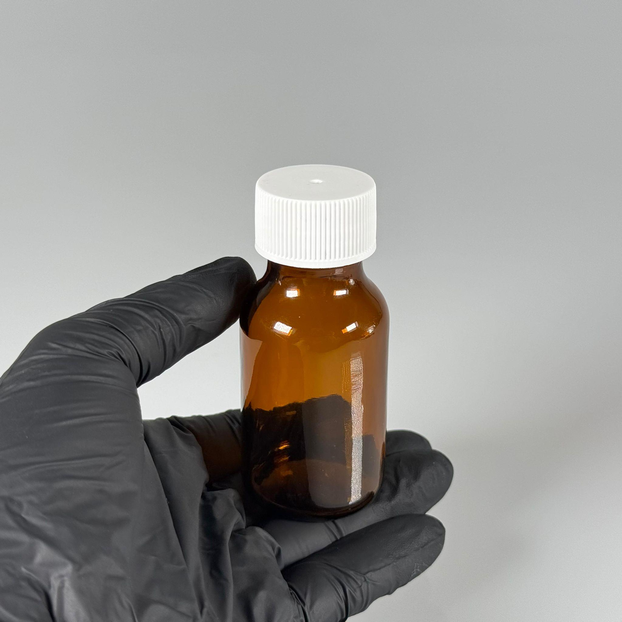 50 ML DOLUMU KOLAY, GENİŞ AĞIZLI İÇTEN DAMLALIKLI ŞİŞE (28 MM AĞIZ)  - 50 CC BEYAZ CONTALI KAPAKLI İÇTEN DAMLALIKLI CAM ECZA ŞİŞESİ - AMBER KAHVERENGİ