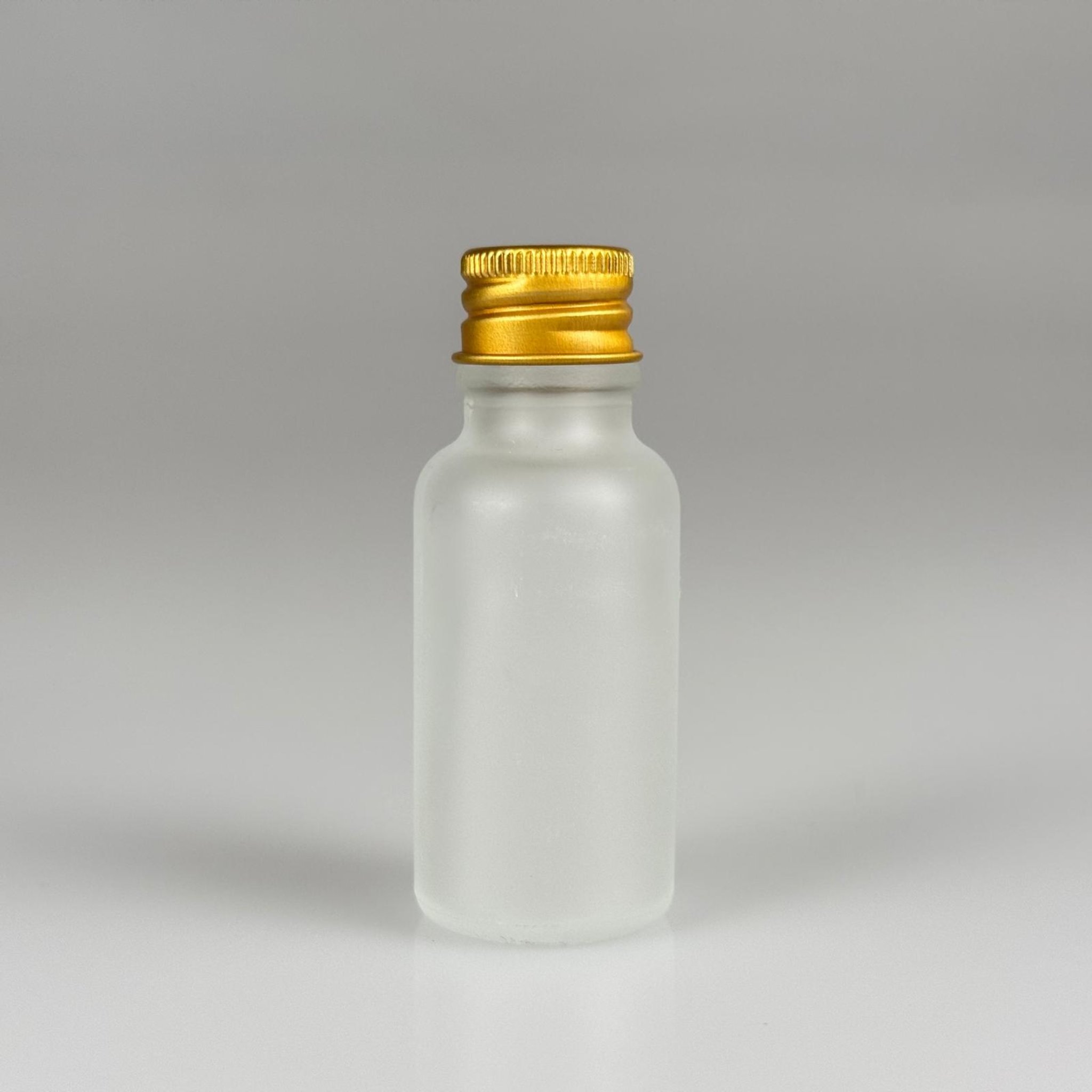 20 CC BUZLU CAM ŞİŞE + KÖPÜK CONTALI GOLD ALÜMİNYUM METAL KAPAKLI TAKIM - 20 ML BUZLU CAM ŞİŞE