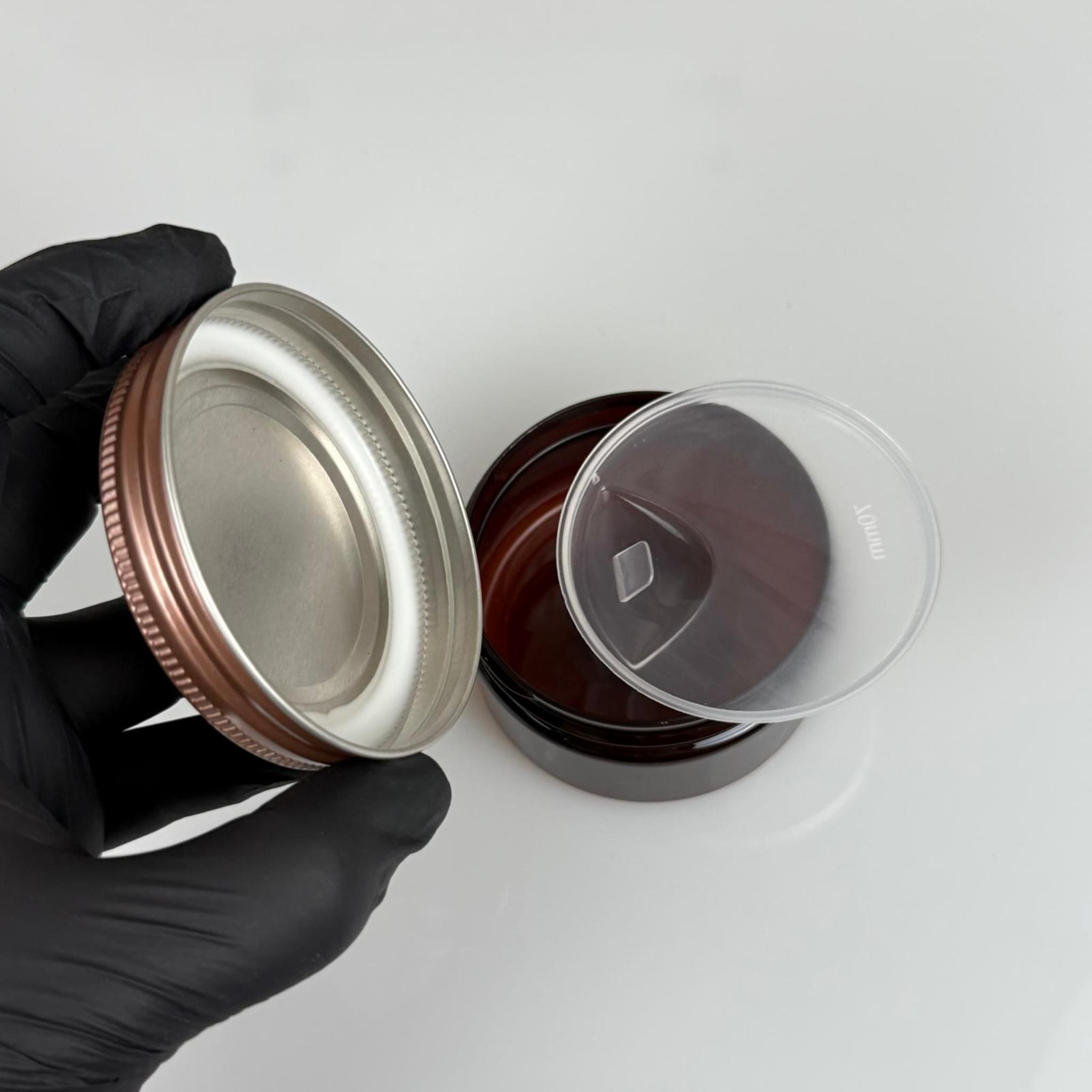 100 ML SERT PET KAVANOZ + BRONZ METAL KAPAK + İÇ TIPA - 100 CC KALIN AMBER PLASTİK KAVANOZ BRONZ METAL KAPAKLI İÇ TIPALI TAKIM - KREM KAVANOZLARI