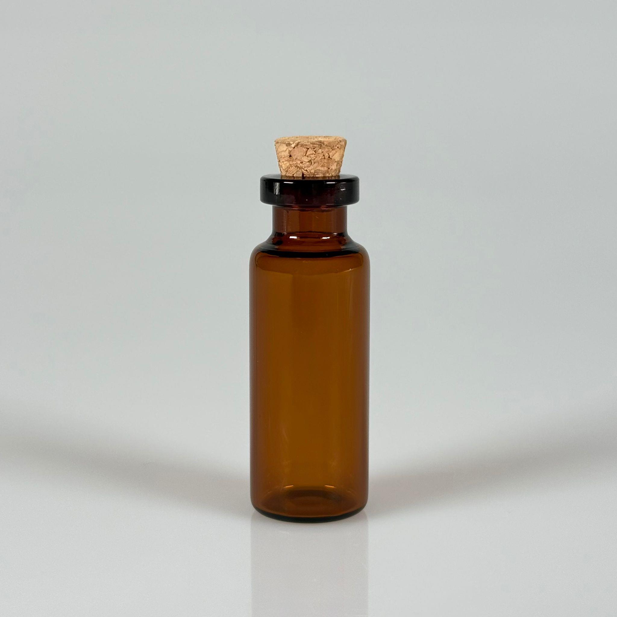 MİNİ CAM ŞİŞE MANTAR TIPALI 4 CC - anahtarlık, aksesuar. kolye, minyatür, mektup, tılsım vb için 4 ml amber küçük cam şişeler