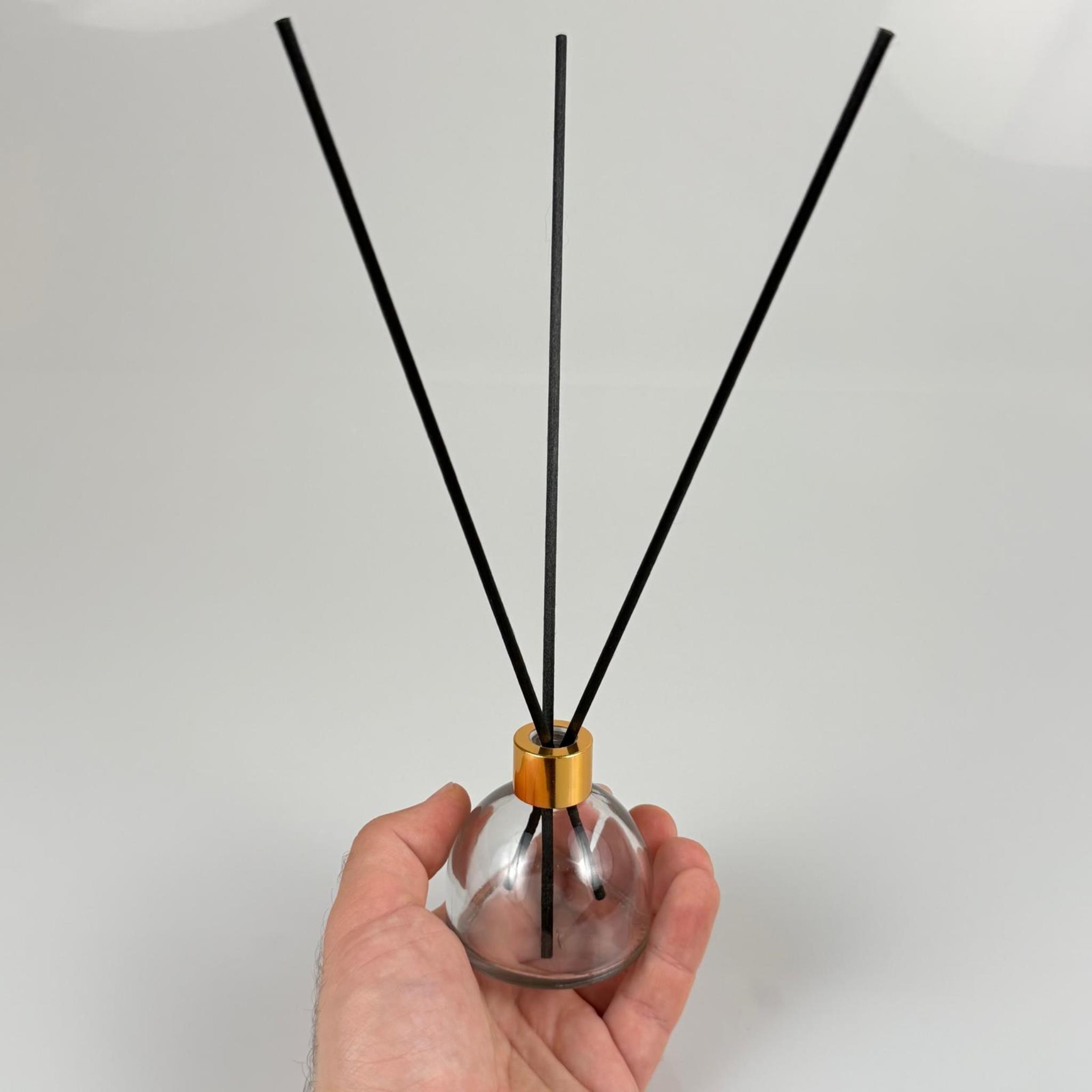 KUBBE MODEL CAM BAMBU ODA KOKUSU ŞİŞESİ + METAL GOLD KAPAK + TIPA + 3 ADET FİBER BAMBU ÇUBUK - 50 ML SET TAKIM - HEDİYELİK PROMOSYON DİFFUSER ŞİŞELERİ