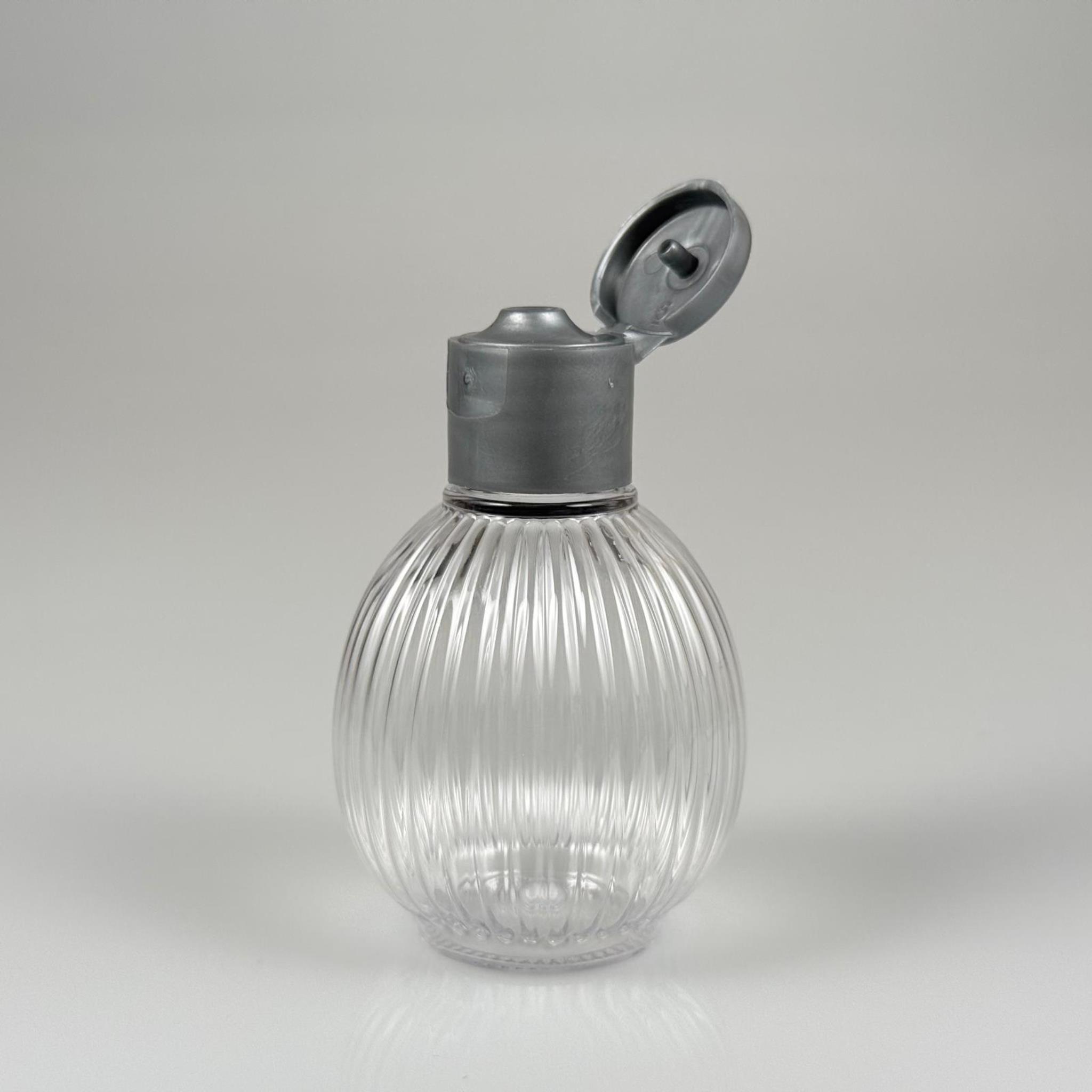 50 CC TOP ÇİZGİLİ DESENLİ 18 MM GRİ FLİPTOP KAPAKLI PET ŞİŞE - 50 ML TOP MODEL ÇİZGİLİ FLİPTOP KAPAKLI PLASTİK ŞİŞE