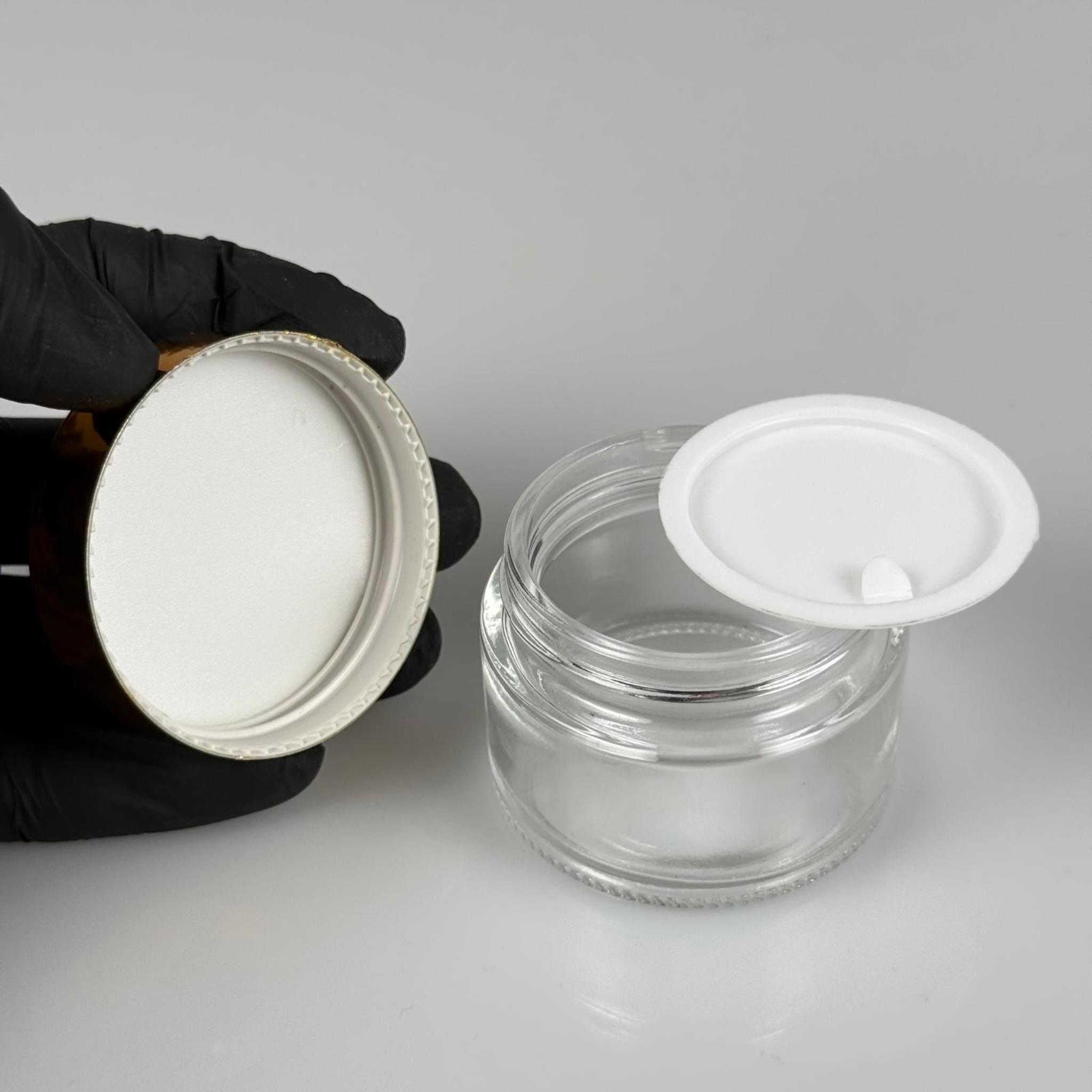 50 CC ŞEFFAF CAM KREM KAVANOZU + GOLD KAPAK + İÇ TIPA - 50 ML Kozmetik ve Bakım Ürünleri İçin Cam Kavanozları