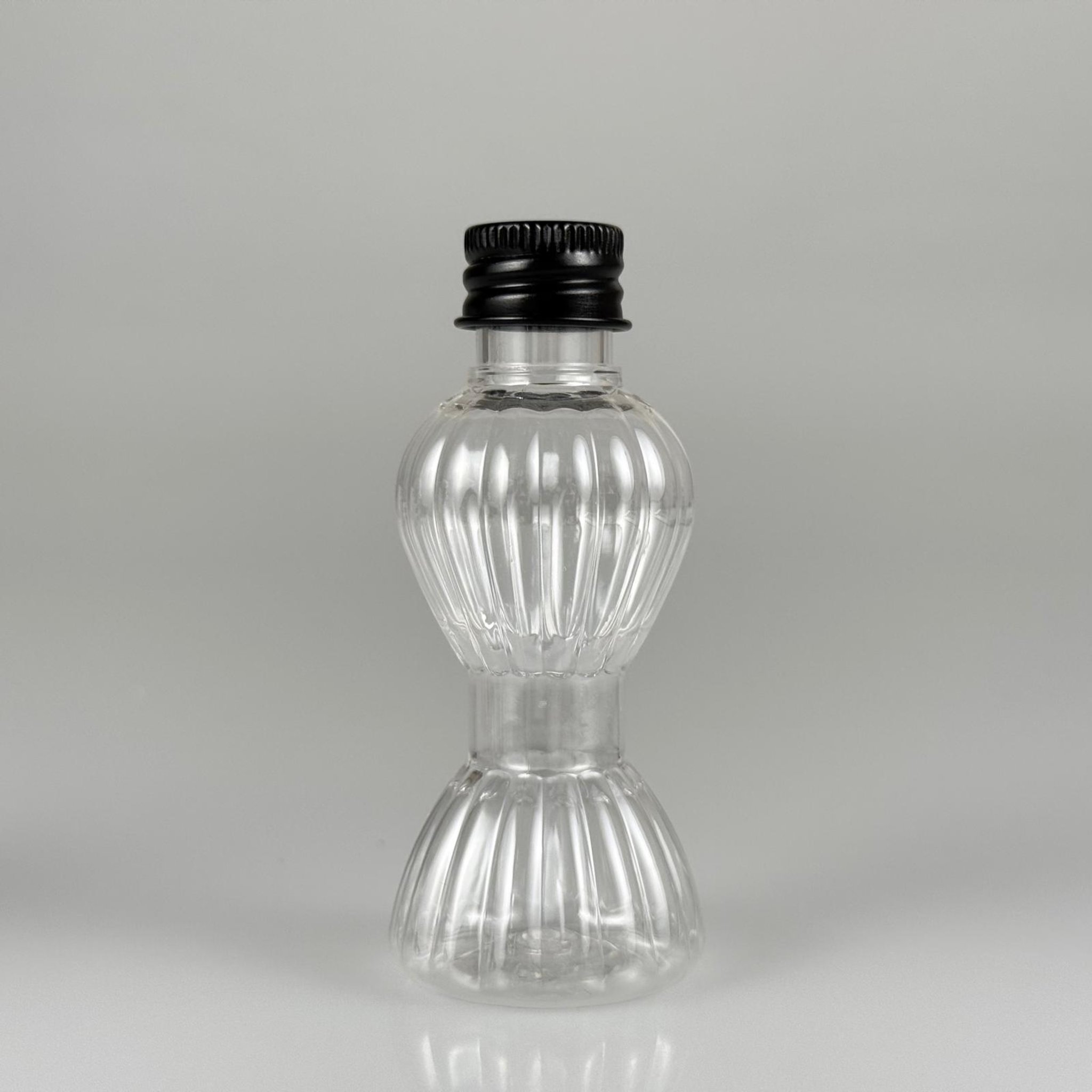 40 CC MİNİ PIRLANTA ŞİŞE + KÖPÜK CONTALI SİYAH ALÜMİNYUM METAL KAPAKLI TAKIM - 40 ML CAMPET ŞİŞE
