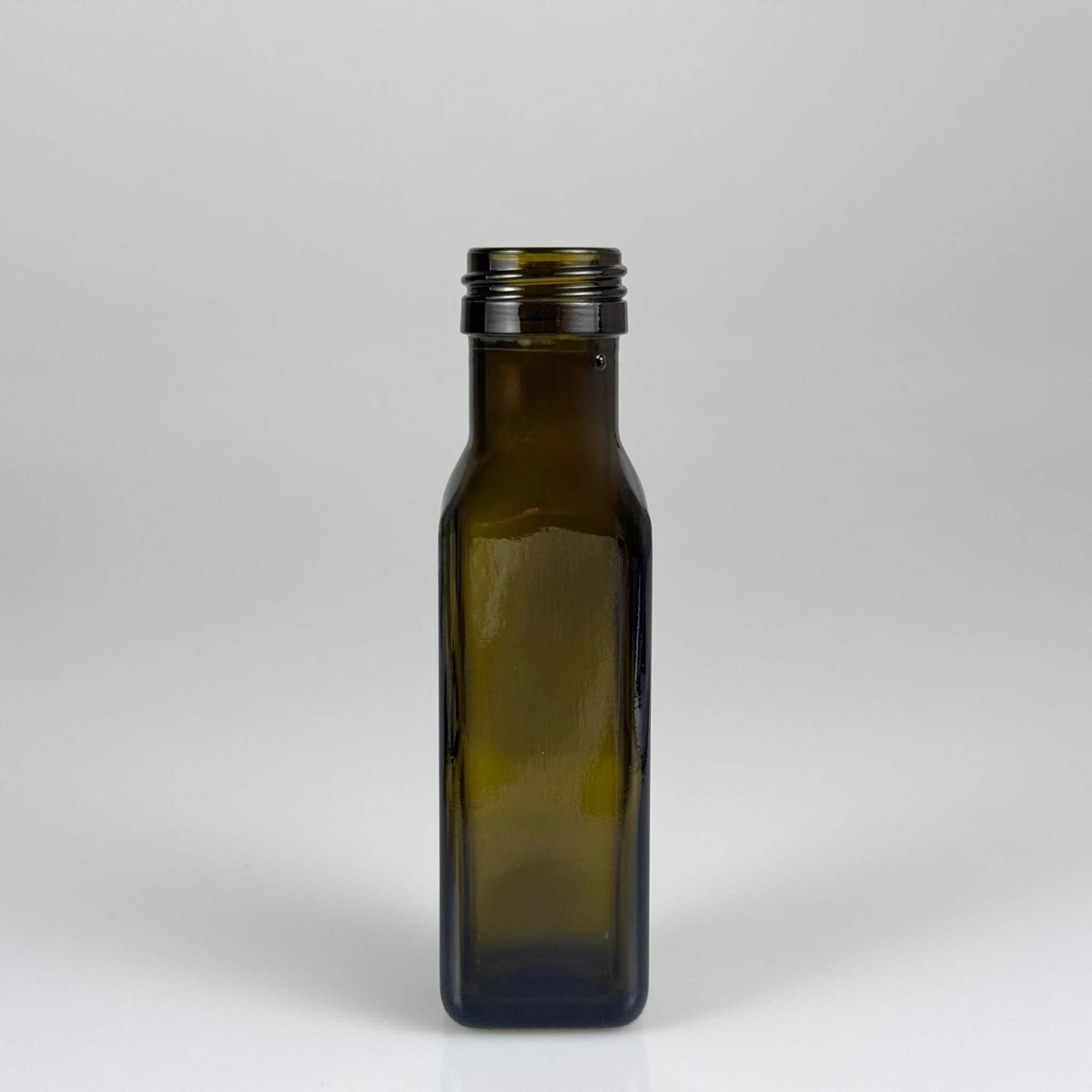 100 CC MARASKA CAM ŞİŞE KOYU YEŞİL (31 MM AĞIZ) KAPAKSIZ  - 100 ML KÖŞELİ KARE MARASCA YAĞ VE SOS ŞİŞELERİ
