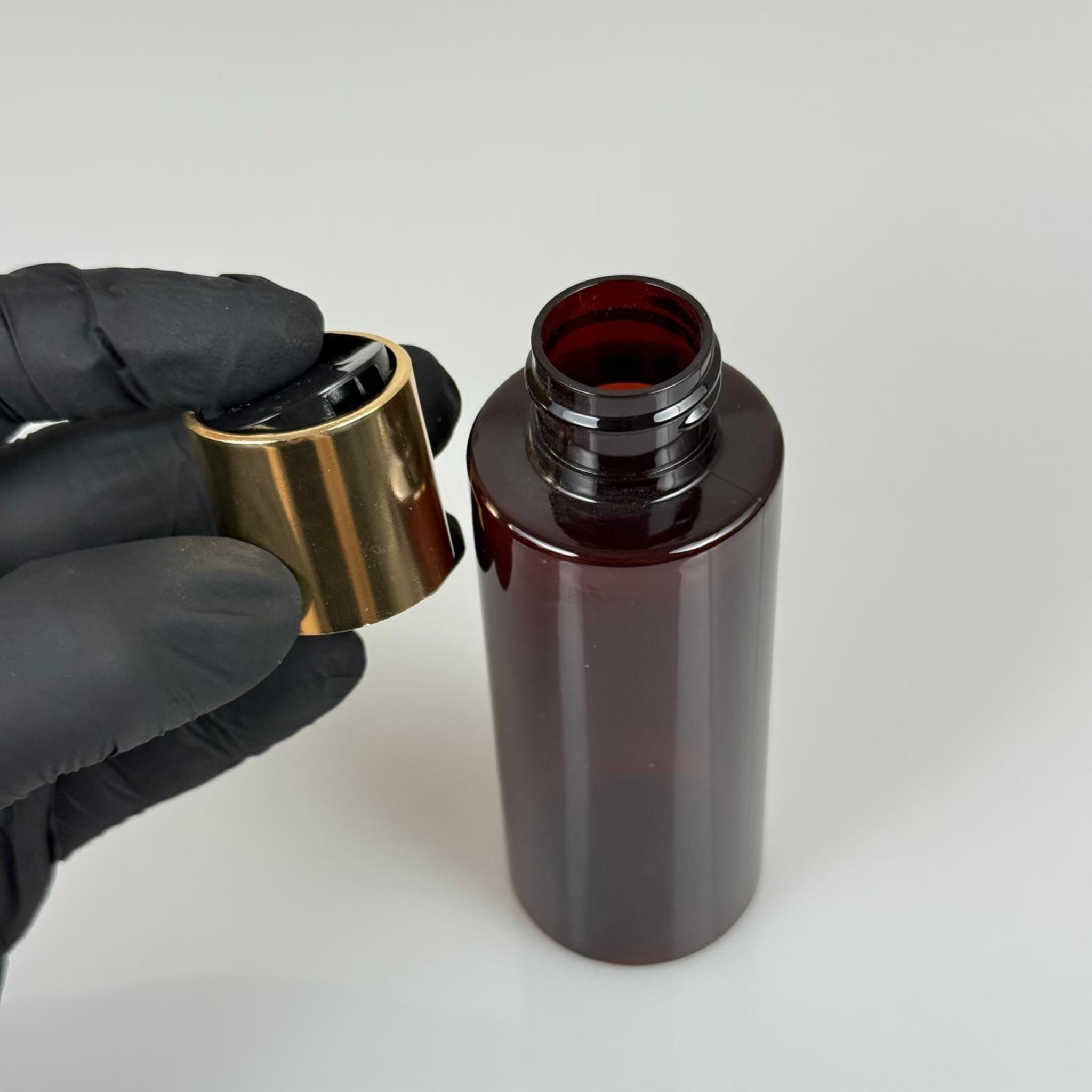 100 CC AMBER KÜT BOYUNLU PET ŞAMPUAN ŞİŞESİ - 100 ML GOLD DİSKTOP ŞAMPUAN KAPAKLI