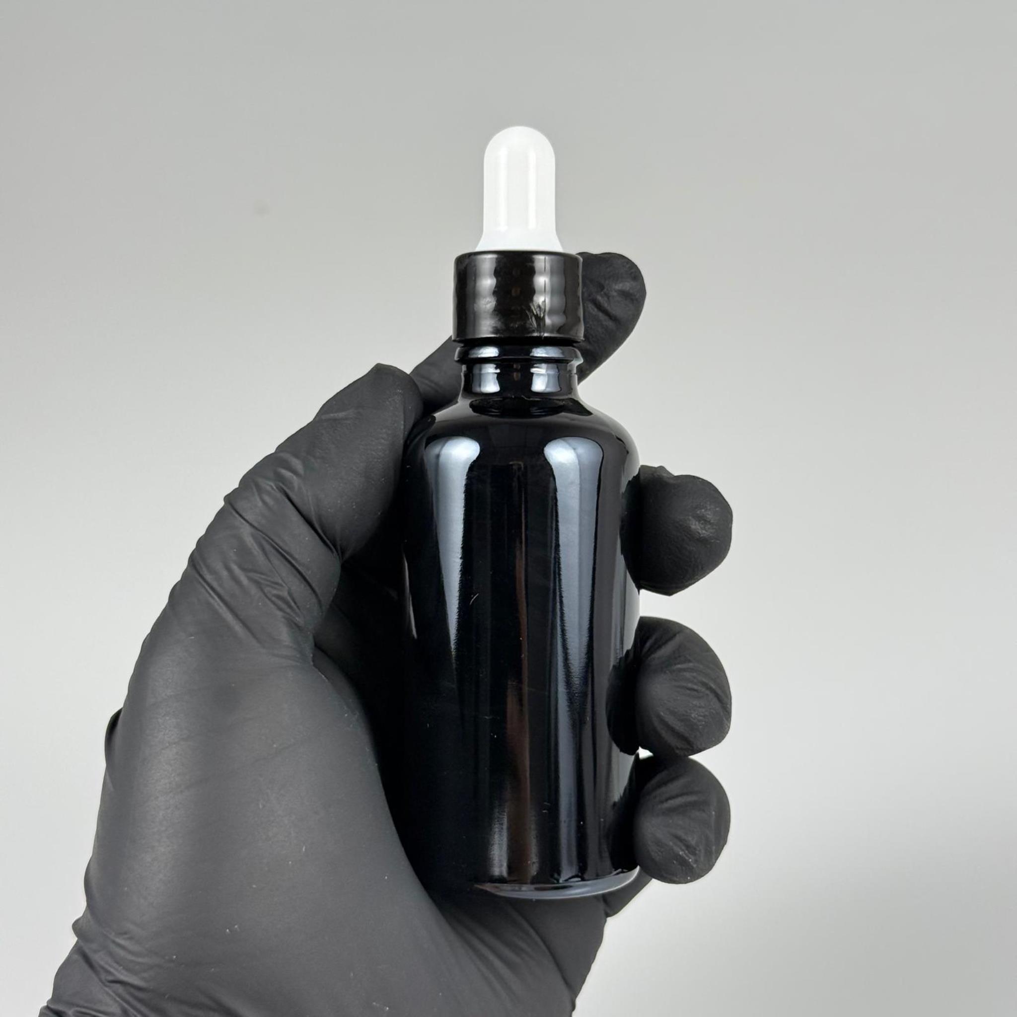 50 CC PARLAK SİYAH CAM DAMLALIKLI ŞİŞE - BEYAZ EMZİK + SİYAH DÜZ KAPAK + CAM PİPET TAKIM - 50 ML PARLAK SİYAH DAMLALIKLI ŞİŞE SETİ