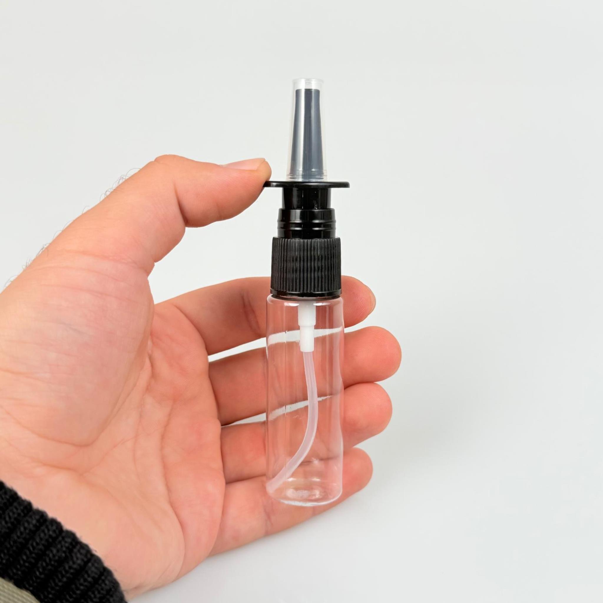 20 CC ŞEFFAF PET ŞİŞE- SİYAH NAZAL BURUN SPREYLİ 20 ML PLASTİK ŞİŞE