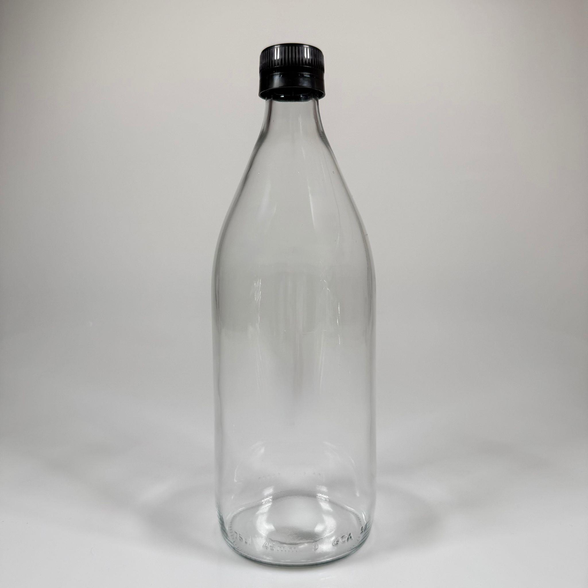 750 CC CAM ŞİŞE - SİYAH KİLİTLİ KAPAKLI - 750 ML CAM ŞİŞE