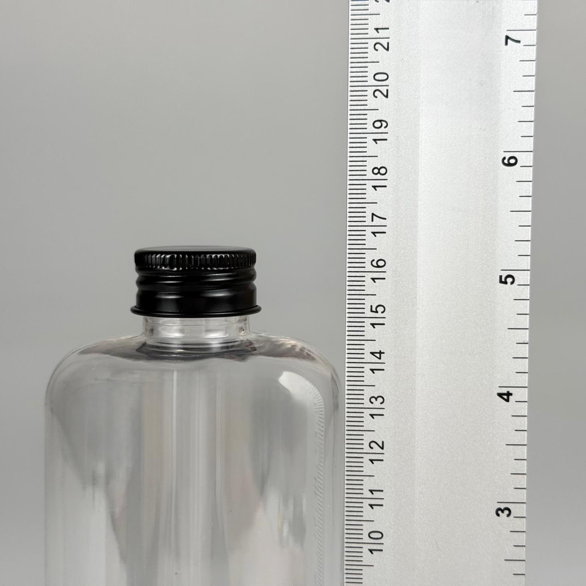 500 CC ŞEFFAF UZUN SİLİNDİR PET ŞİŞE KALIN (26 GR) - SİYAH METAL ALÜMİNYUM KAPAKLI - 28 AĞIZ - 500 ML PET ŞİŞE