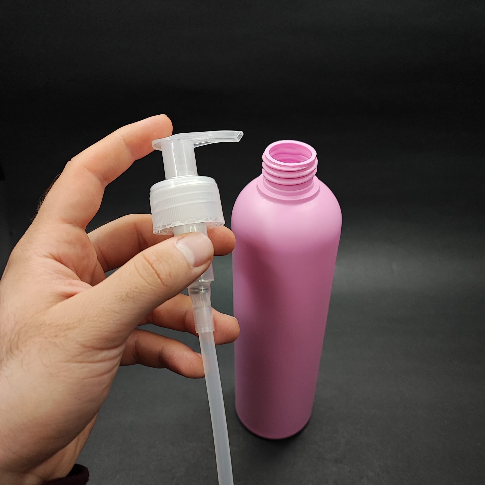 500 CC PEMBE POLİETİLEN PE ŞAMPUAN ŞİŞESİ - ŞEFFAF SIVI SABUN POMPALI - 500 ML PE ŞAMPUAN ŞİŞESİ