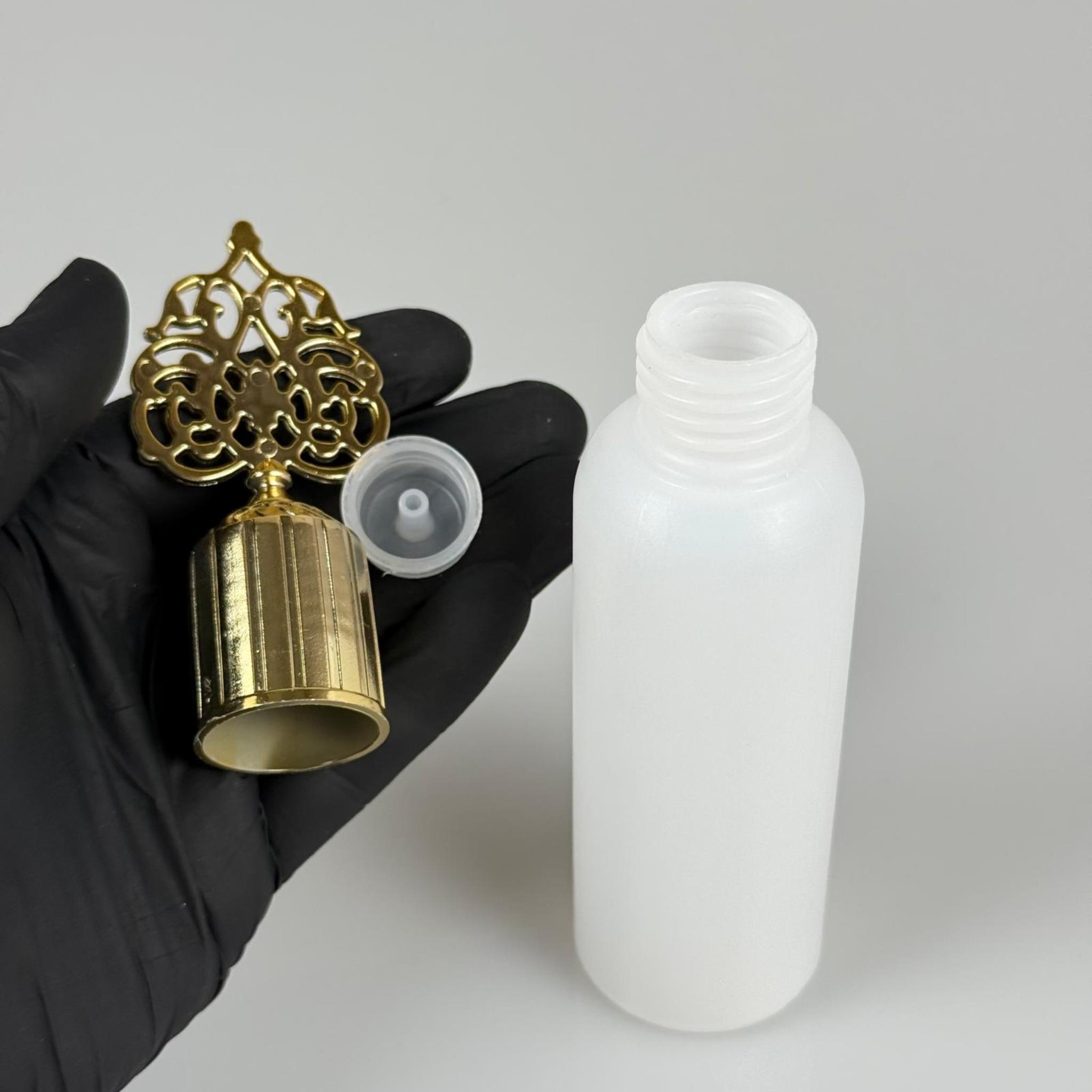 100 CC NATÜREL SERT POLİETİLEN ŞİŞE + GOLD OSMANLI KAPAK  ( 24 MM ) + PLASTİK TIPALI - 100 ML SERT POLİETİLEN KOLONYA ŞİŞESİ