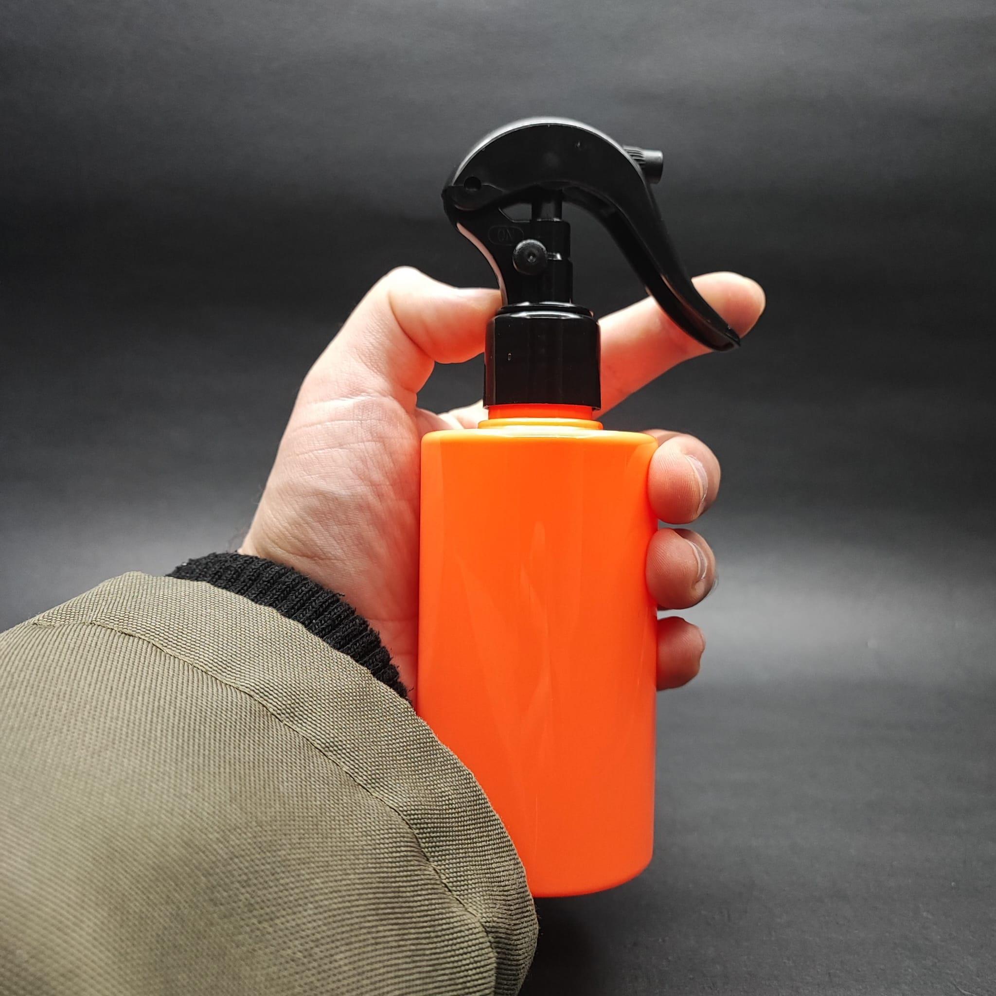 200 CC KÜT BOYUNLU SİLİNDİR PET ŞİŞE (24 GR) - SİYAH TRİGER SPREYLİ (DUMAN PÜSKÜRTÜR) - 200 ML PLASTİK ŞİŞE - TURUNCU