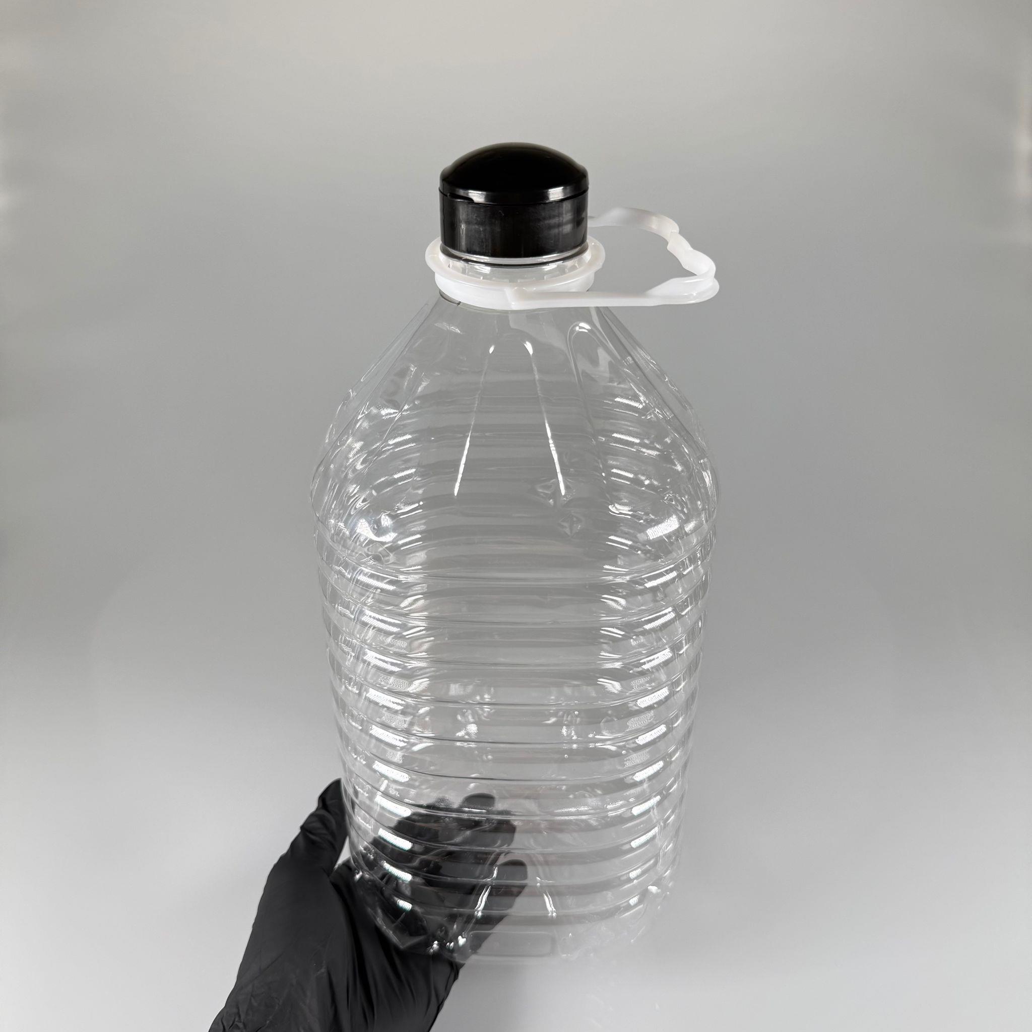 5 LT KÖŞELİ BOŞ DETERJAN PETİ - SİYAH AKITICILI FLİPTOP KAPAKLI BEYAZ KULPLU - 5000 CC PET ŞİŞE