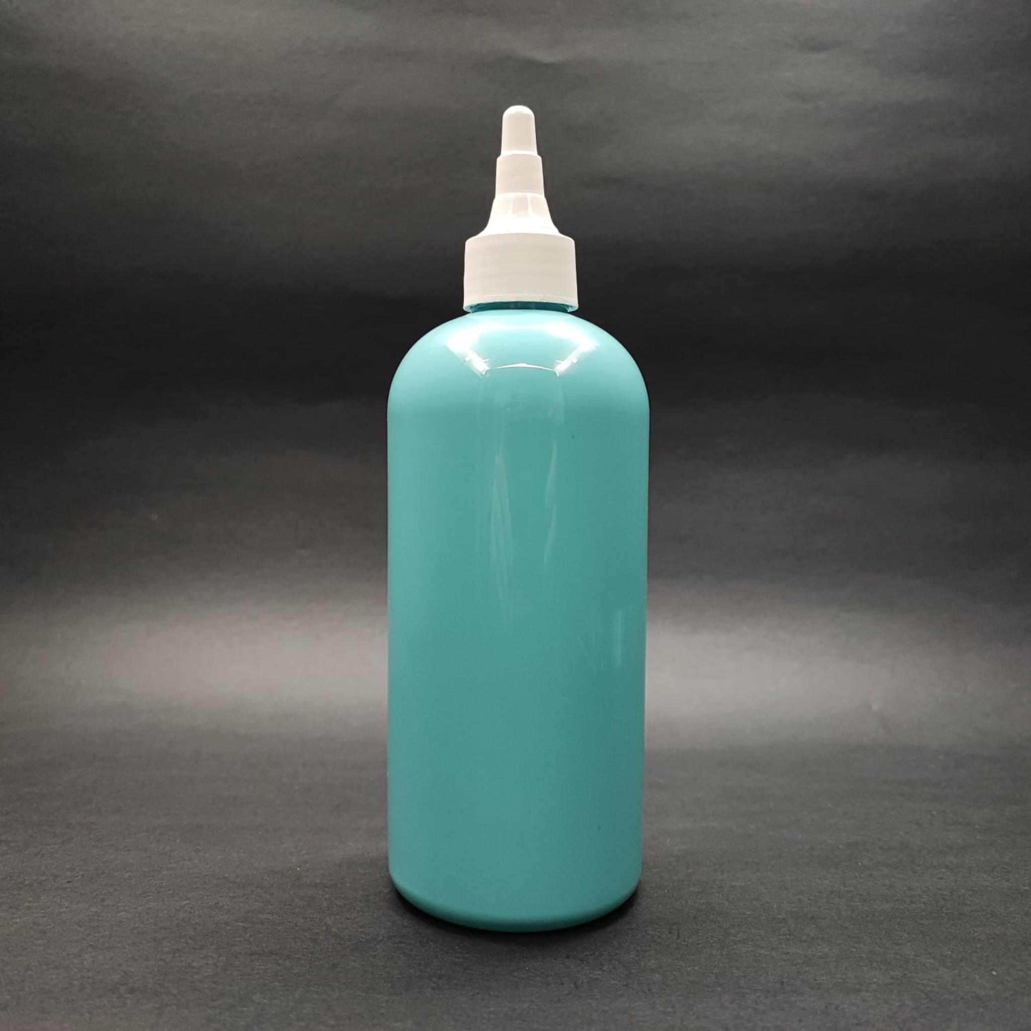 400 CC OVAL BOYUNLU SİLİNDİR PET ŞİŞE (30 GR) - BEYAZ ASANSÖR KAPAKLI - 400 ML PLASTİK ŞİŞE - TURKUAZ