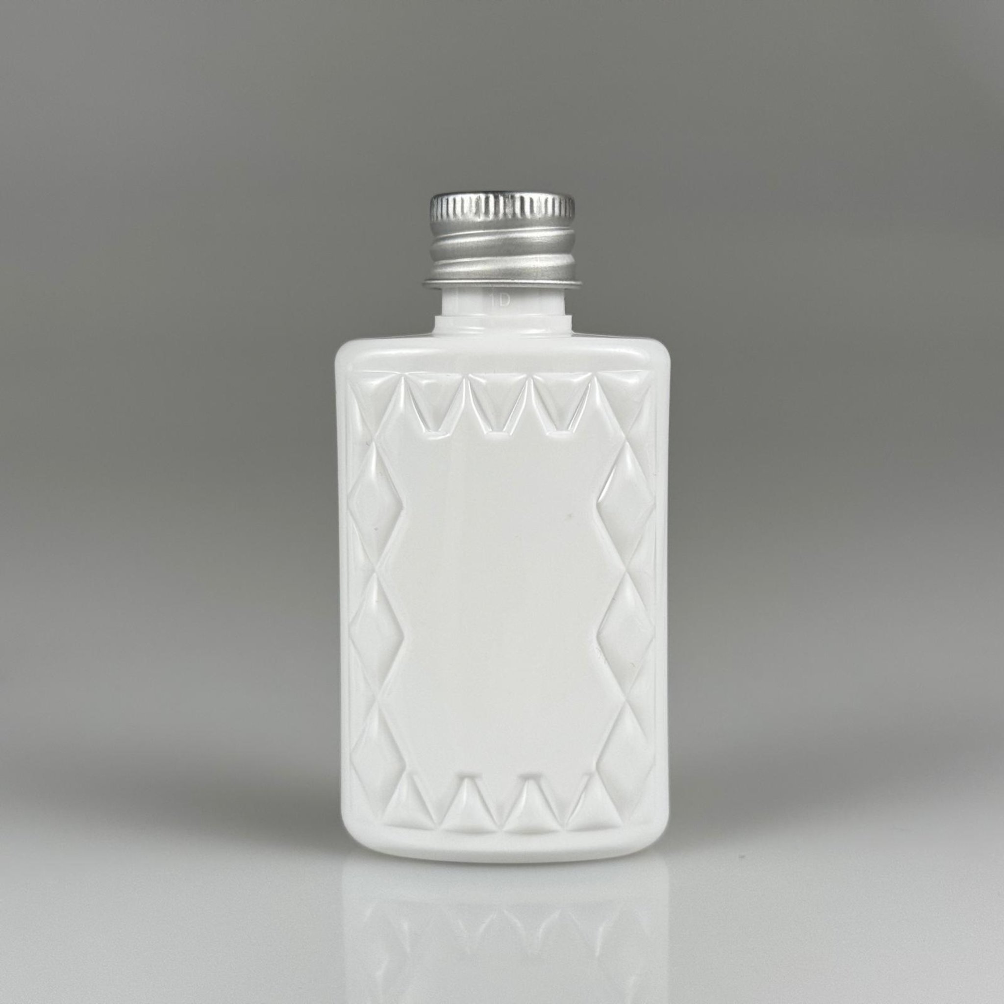 50 CC KÖŞELİ BEYAZ PET ŞİŞE + KÖPÜK CONTALI GÜMÜŞ ALÜMİNYUM METAL KAPAKLI TAKIM - 50  ML PET ŞİŞE