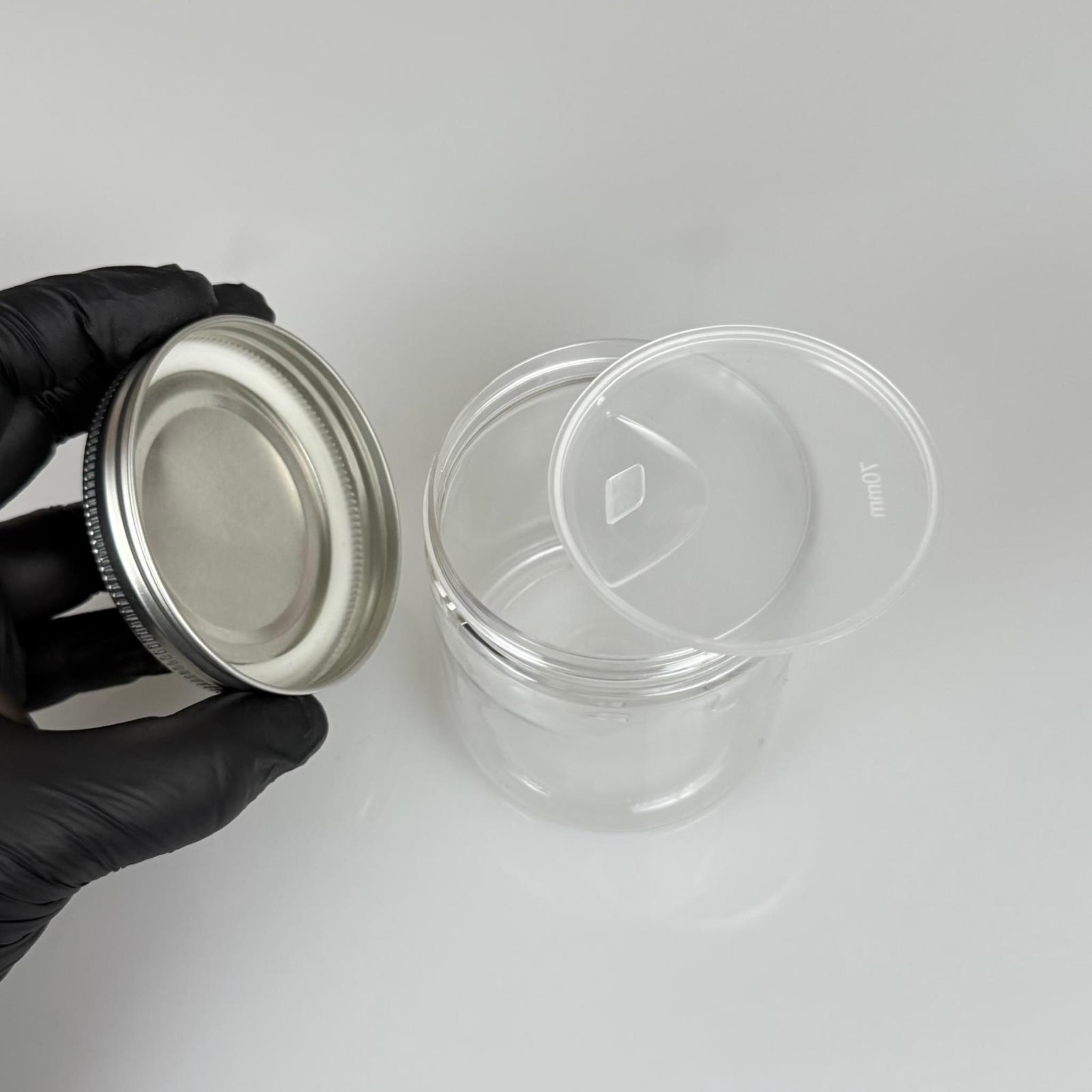 250 ML SERT PET KAVANOZ + GÜMÜŞ METAL KAPAK + İÇ TIPA - 250 CC KALIN ŞEFFAF PLASTİK KAVANOZ GÜMÜŞ METAL KAPAKLI İÇ TIPALI TAKIM - KREM KAVANOZLARI
