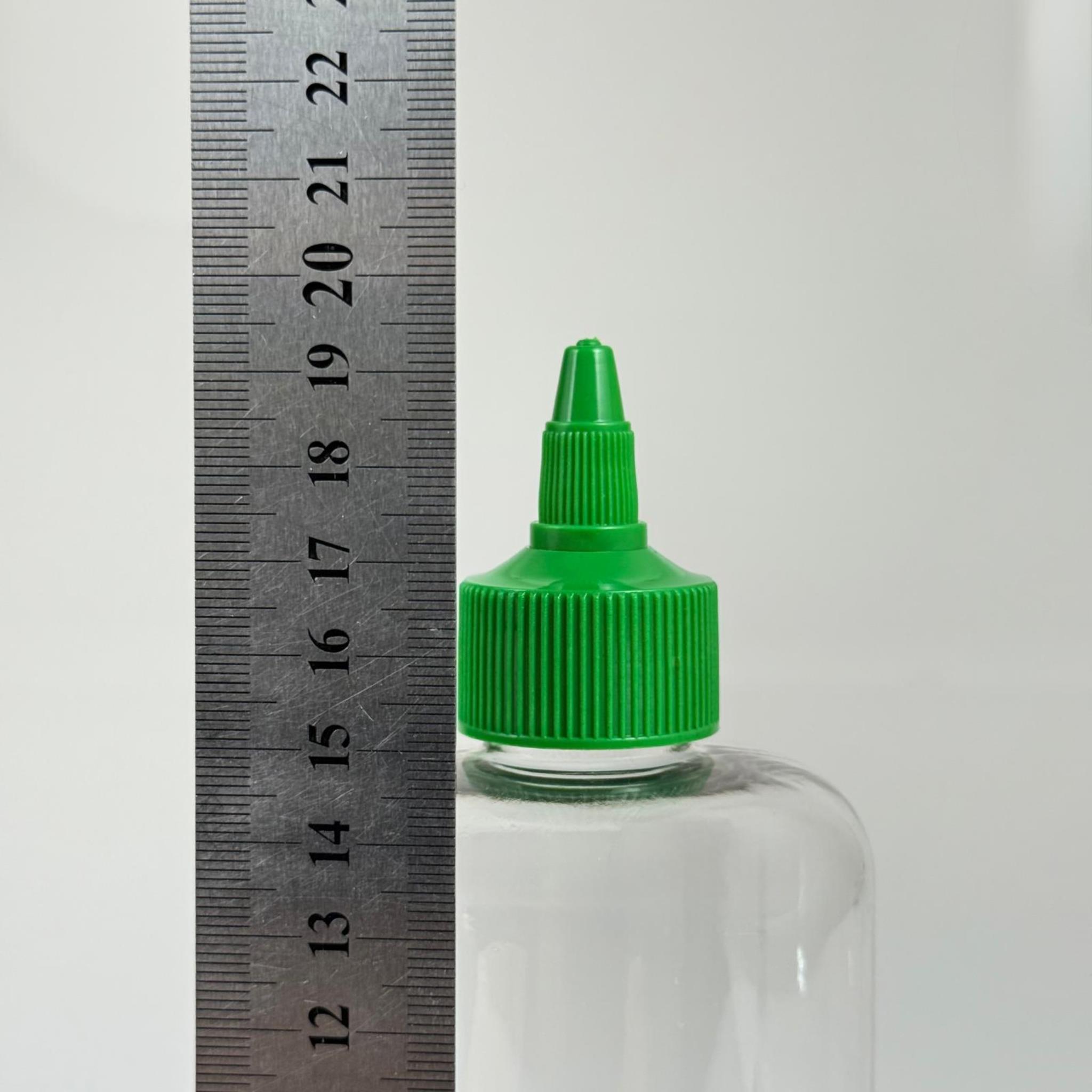 ZEYTİNYAĞI, SOS, ACI SOS, SİRKE, SRIRACHA VB BOŞ ŞİŞELERİ - YEŞİL SİVRİ TWİST AKITICI KAPAK + 500 ML ŞEFFAF SİLİNDİR PET PLASTİK ŞİŞE TAKIM