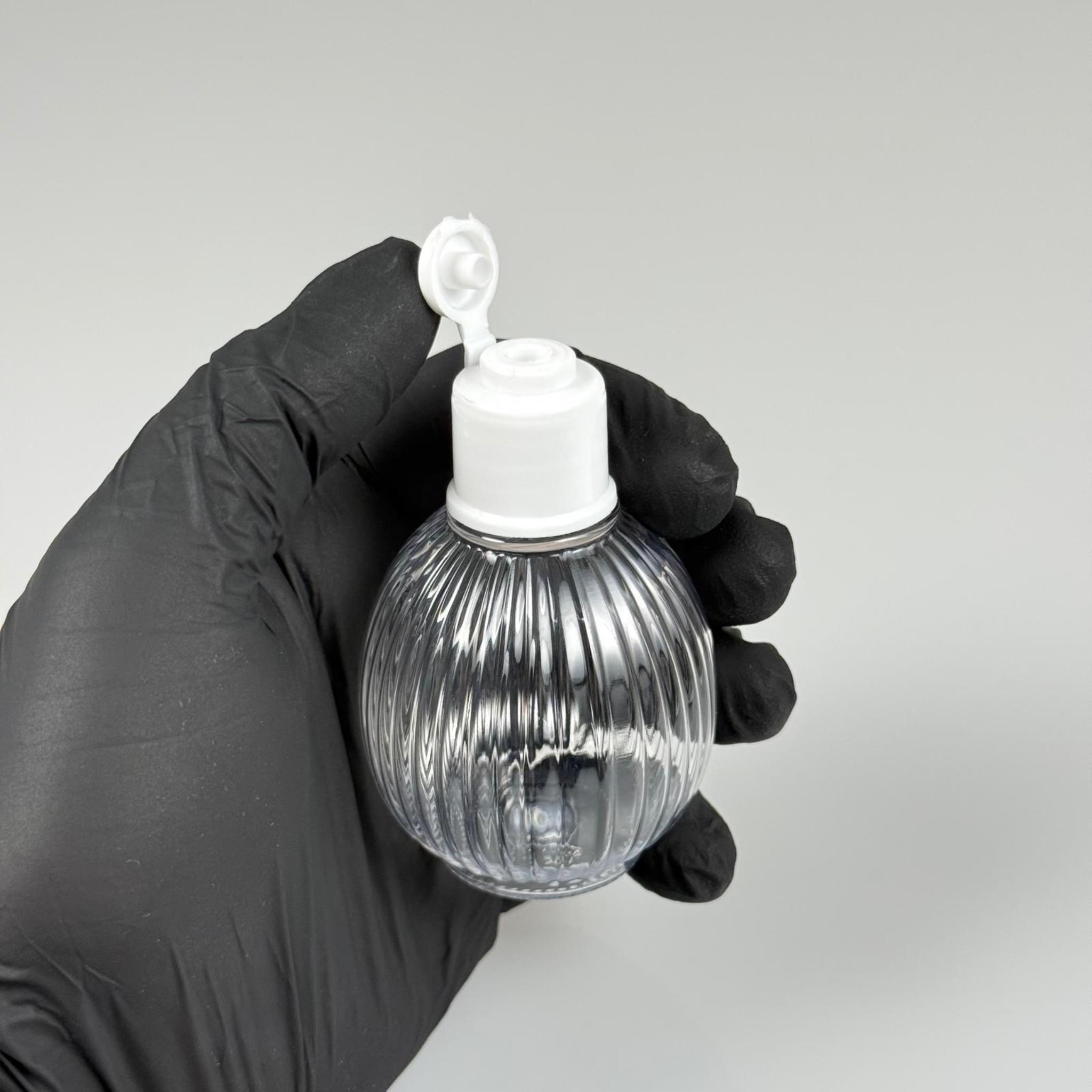 50 CC TOP ÇİZGİLİ DESENLİ 18 MM BEYAZ YENİ MODEL FLİPTOP KAPAKLI PET ŞİŞE - 50 ML TOP MODEL ÇİZGİLİ YENİ MODEL FLİPTOP KAPAKLI PLASTİK ŞİŞE